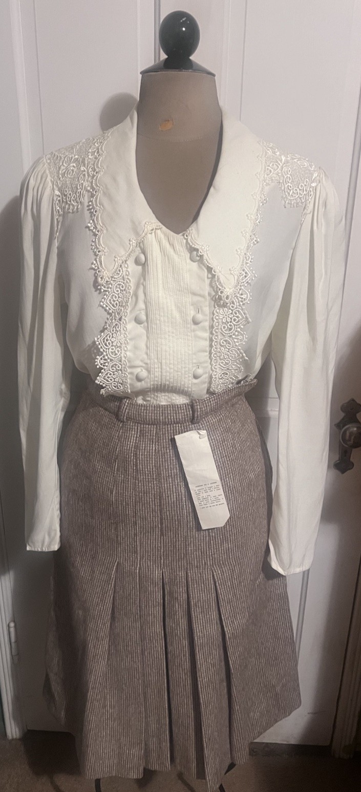 Vintage Victorian Scott McClintock Lace Blouse Pleated Double Button Sz 10 M L