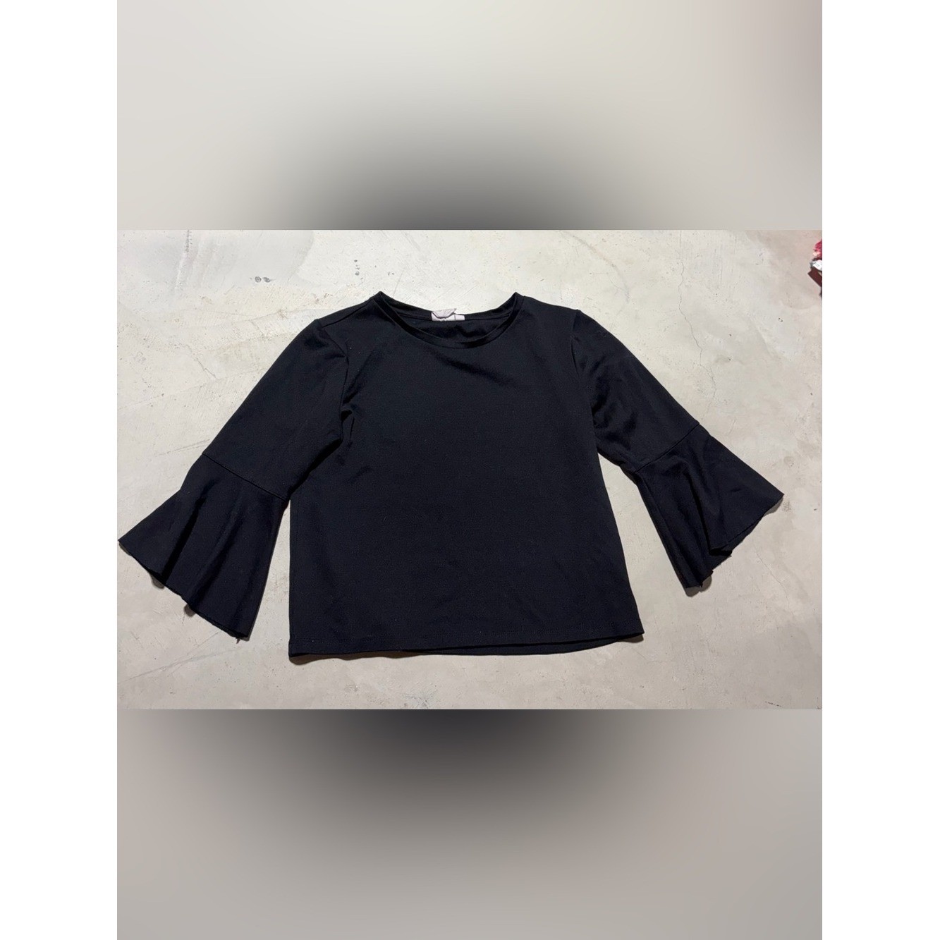 White crow Black Bell Sleeve Top medium