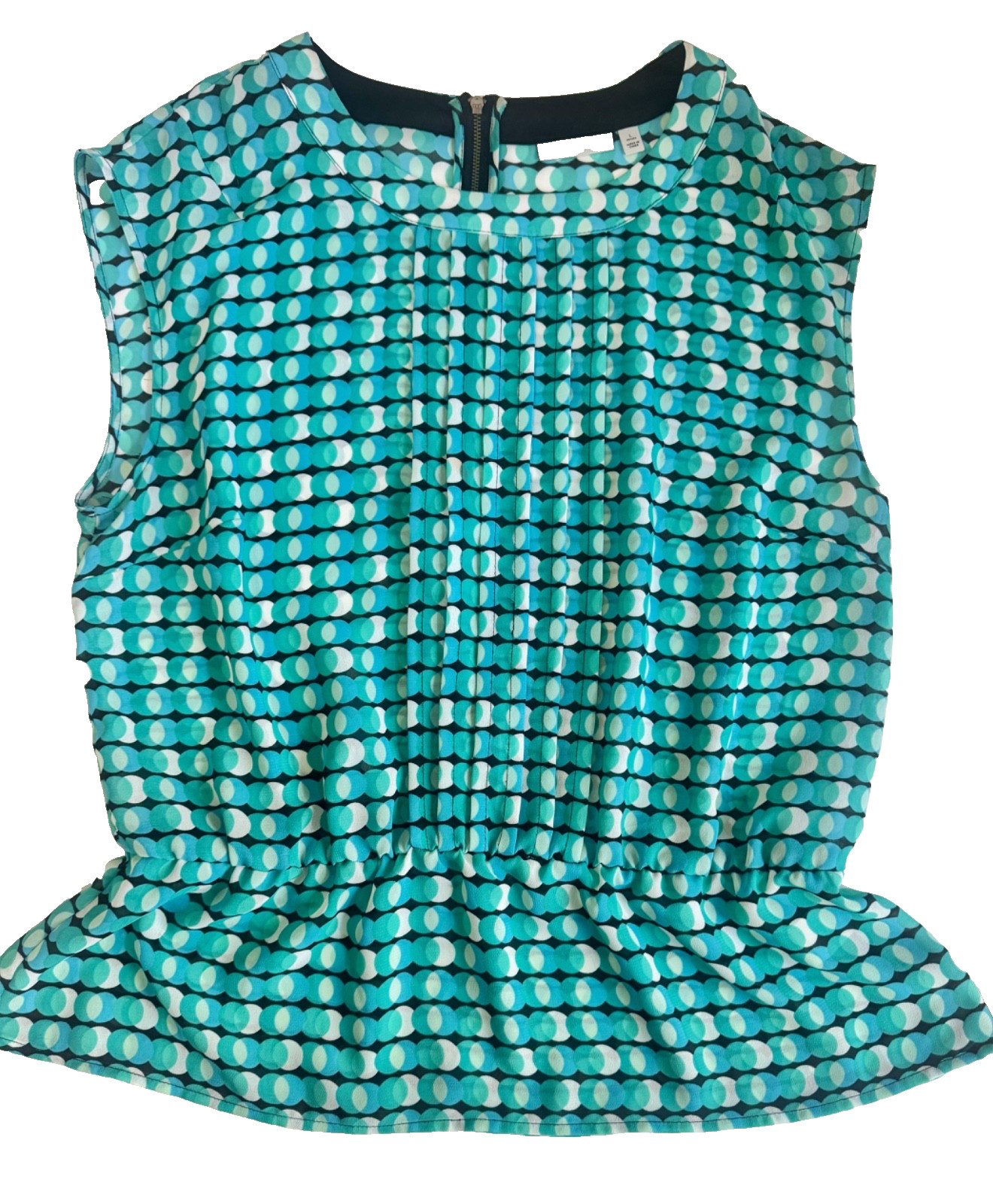 Halogen Retro Mod Pring Blouse Womens Sleeveless Career Top Petite Large