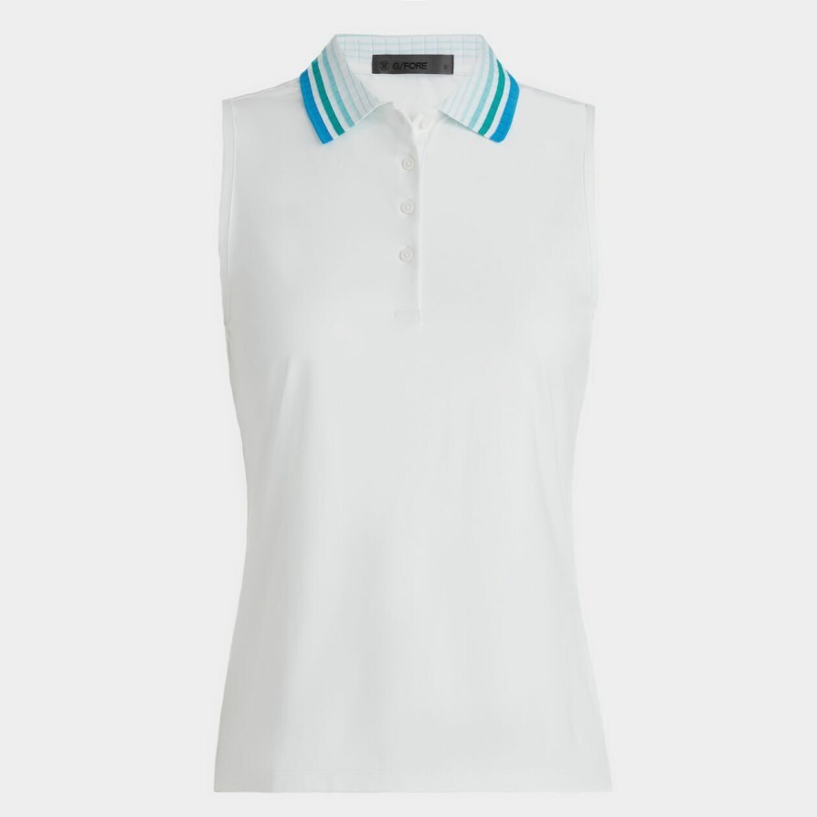G/Fore Golf Polo Shirt Large Silky Tech Nylon Sleeveless Optic White $110 G4