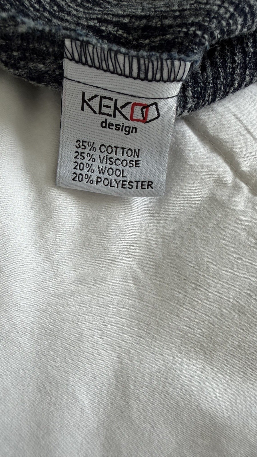 KEKOO DESIGN COTTON WOOL BLEND ASYMMETRICAL HEM LONG SLEEVE TOP SIZE 1 M