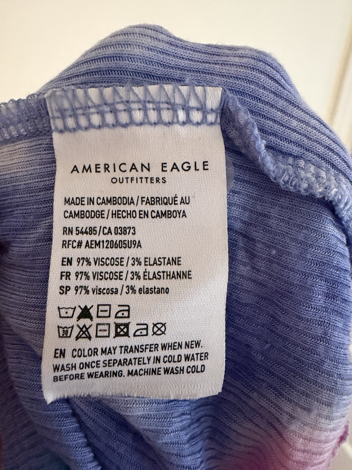 American Eagle Women’s Tie-Dye Ribbed Stretch Pull-On Tube Top Size S