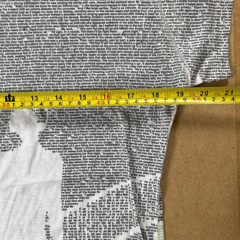 Double Sided Lithograph T-Shirt The Great Gatsby by F Scott Fitzgerald Size XL