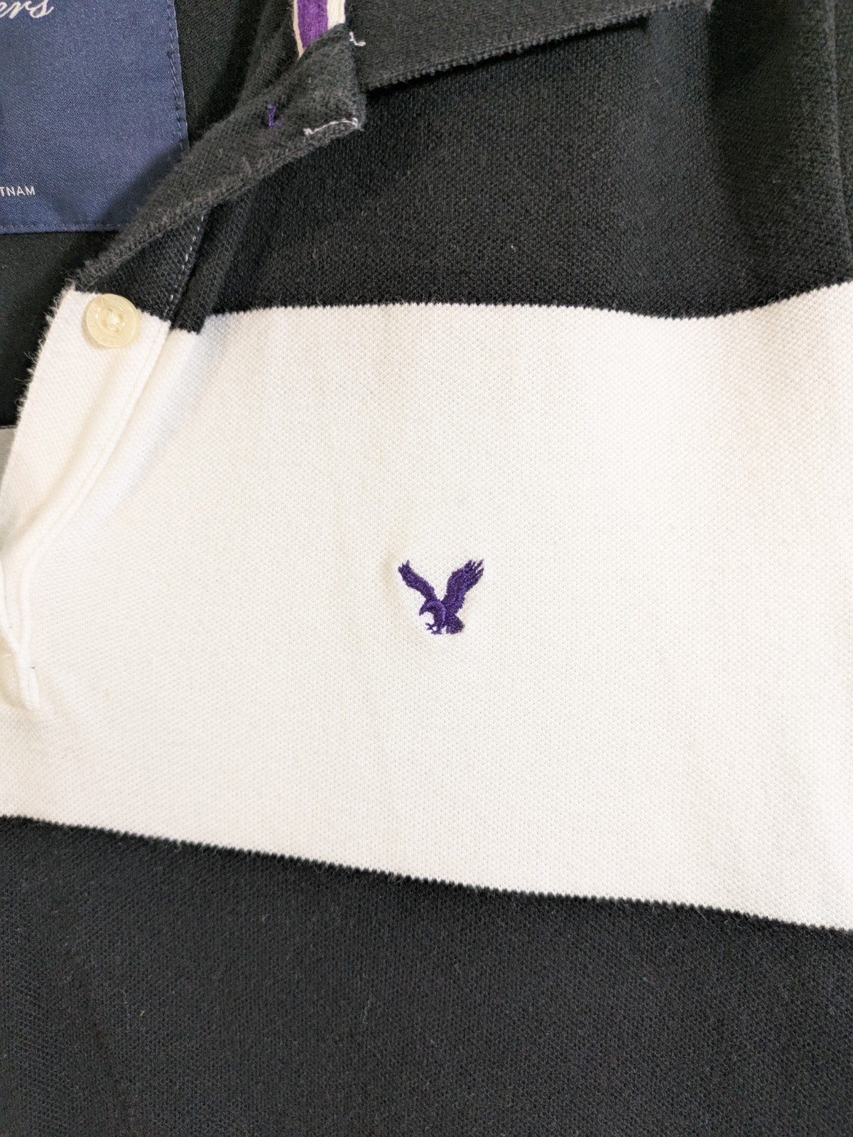 American Eagle Outfitters Rugby Polo Shirt For Women Black and White Size XL