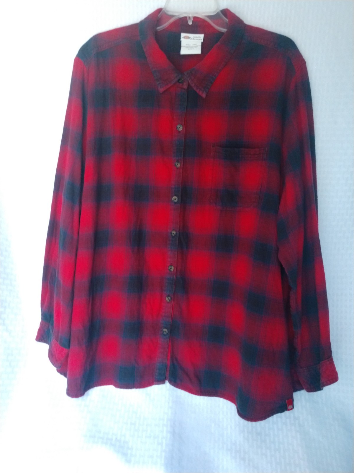 Women’s Flannel Shirt DICKIES Red Blue Plaid Size 3X Chest 54″