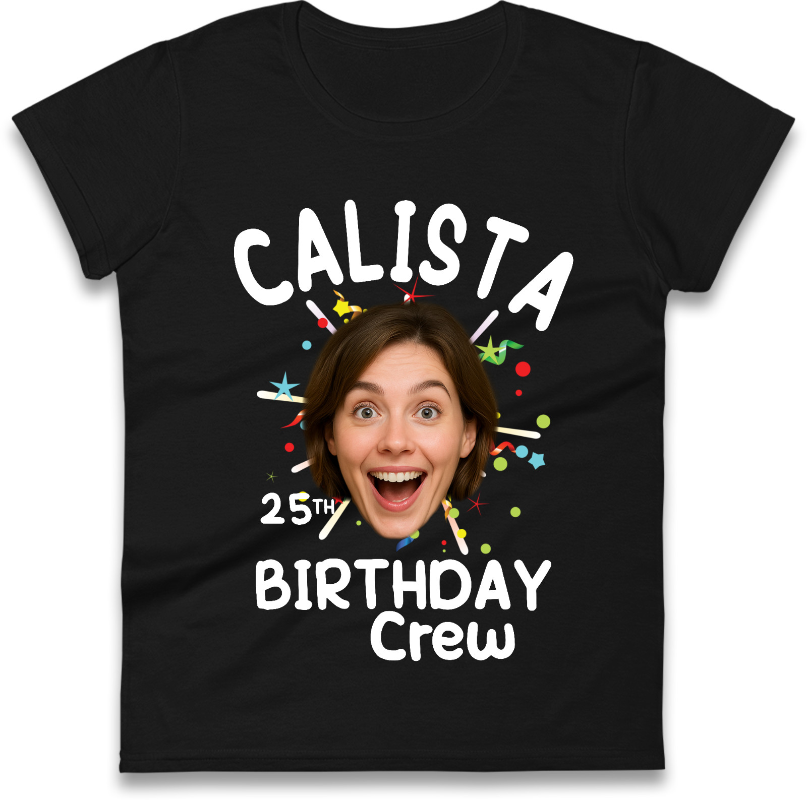 Custom Ladies Birthday Photo & Name Shirt, Personalized Photo Birthday Party Tee
