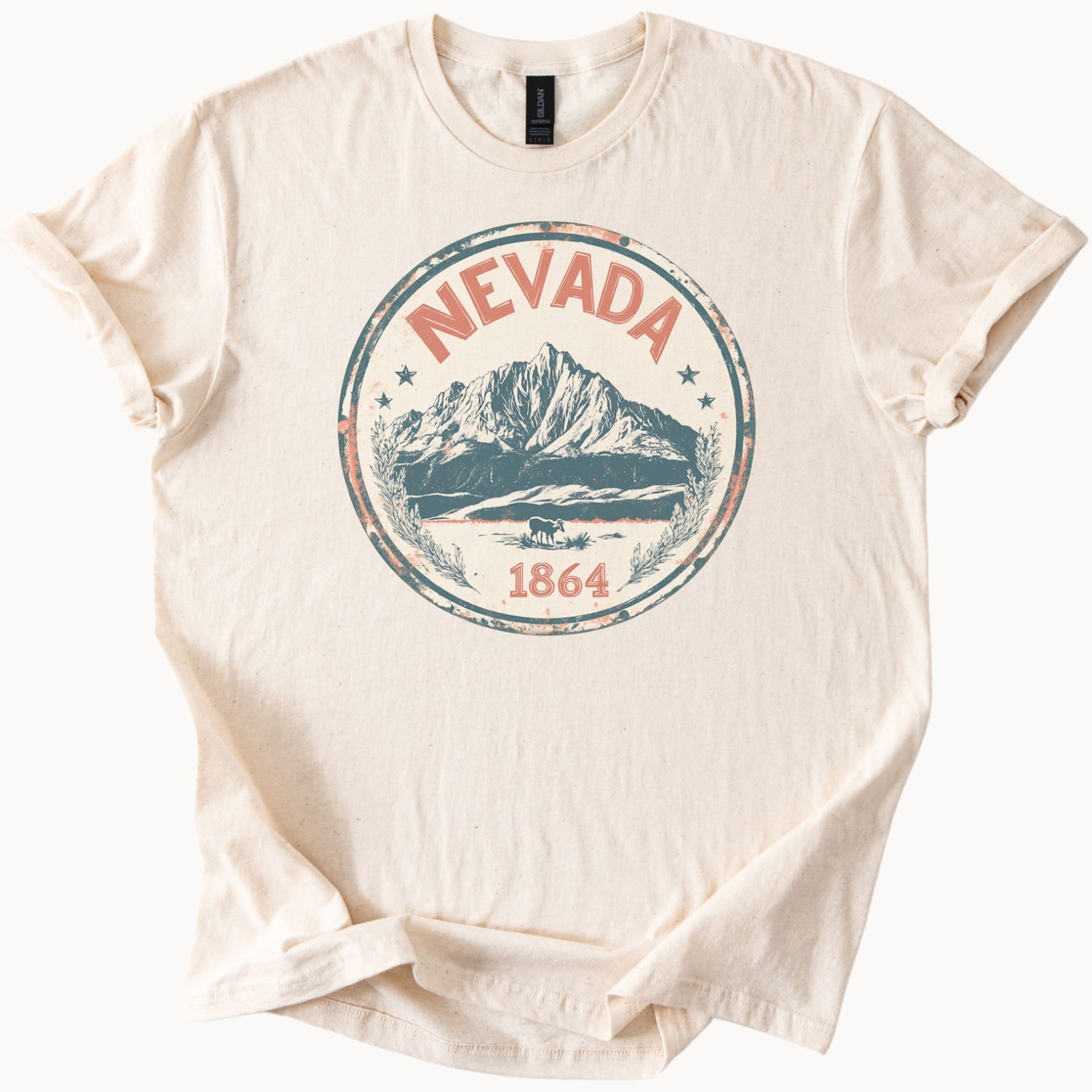 Nevada Mountain Graphic T Shirt 1864 Landscape Outdoor Hiking Nature Tee