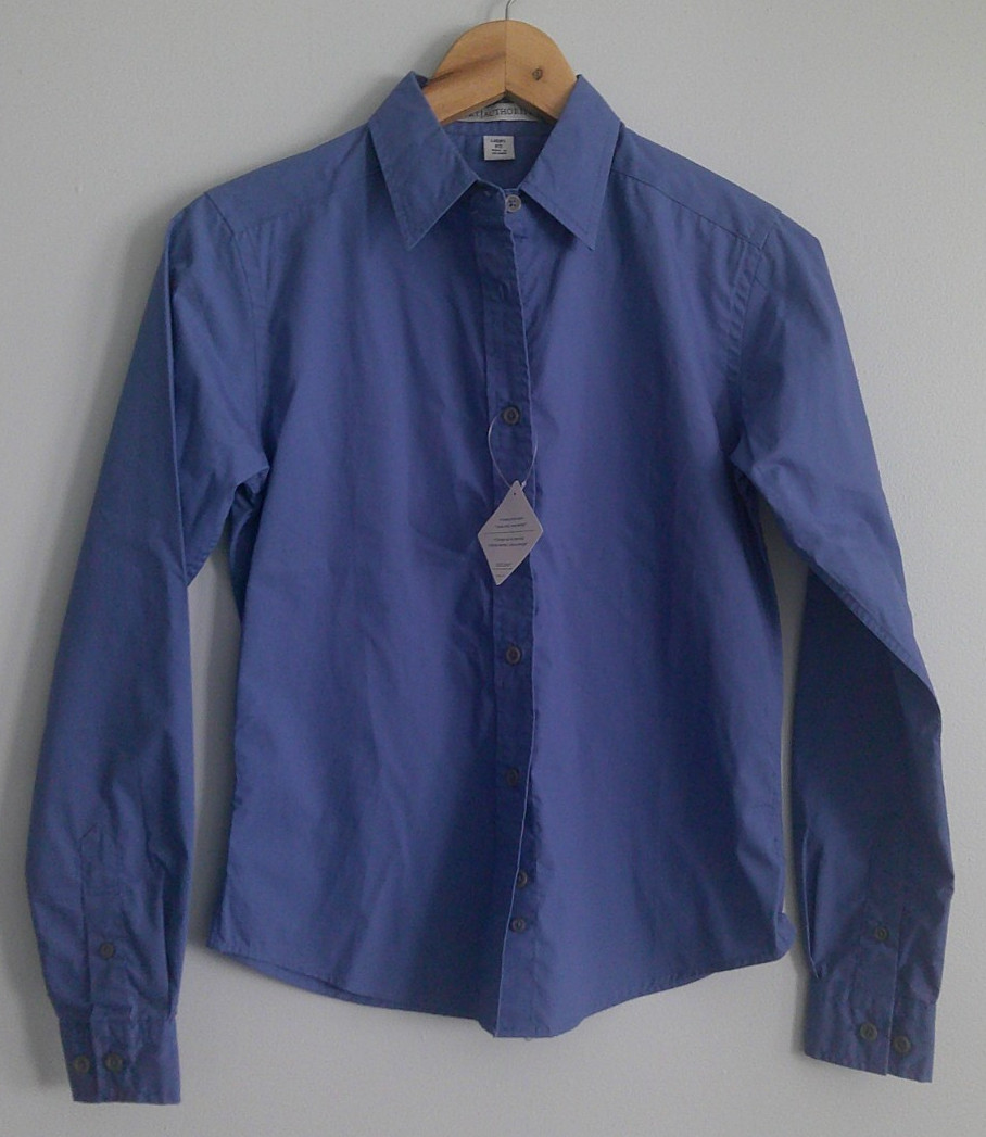 Port Authority Women’s Long Sleeve Blue Purple Collared Top Blouse Size XS NWT
