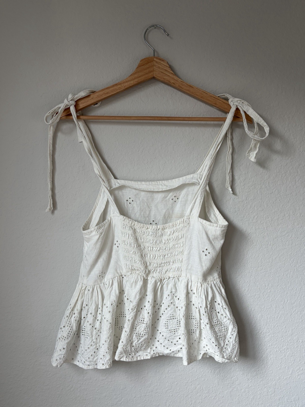 Madewell Rosalie Tie-Strap White Eyelet Lace Tank Top Size XS