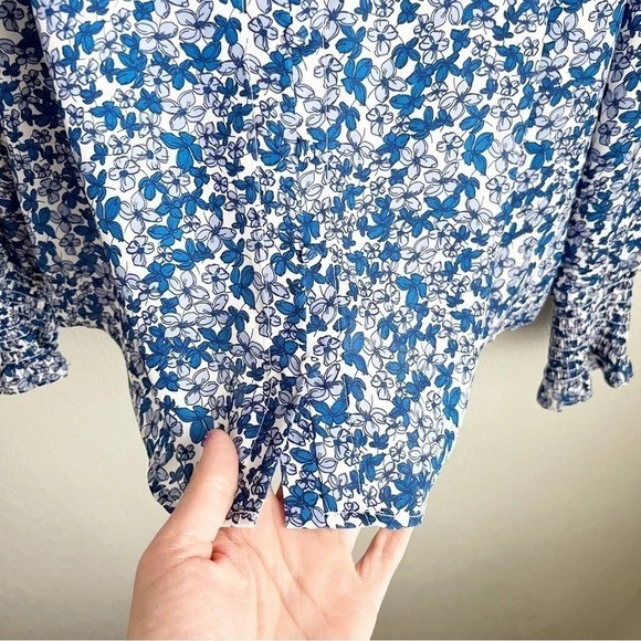 COOPER & Ella Blue Ditsy Floral Button Down Pleasant Blouse S