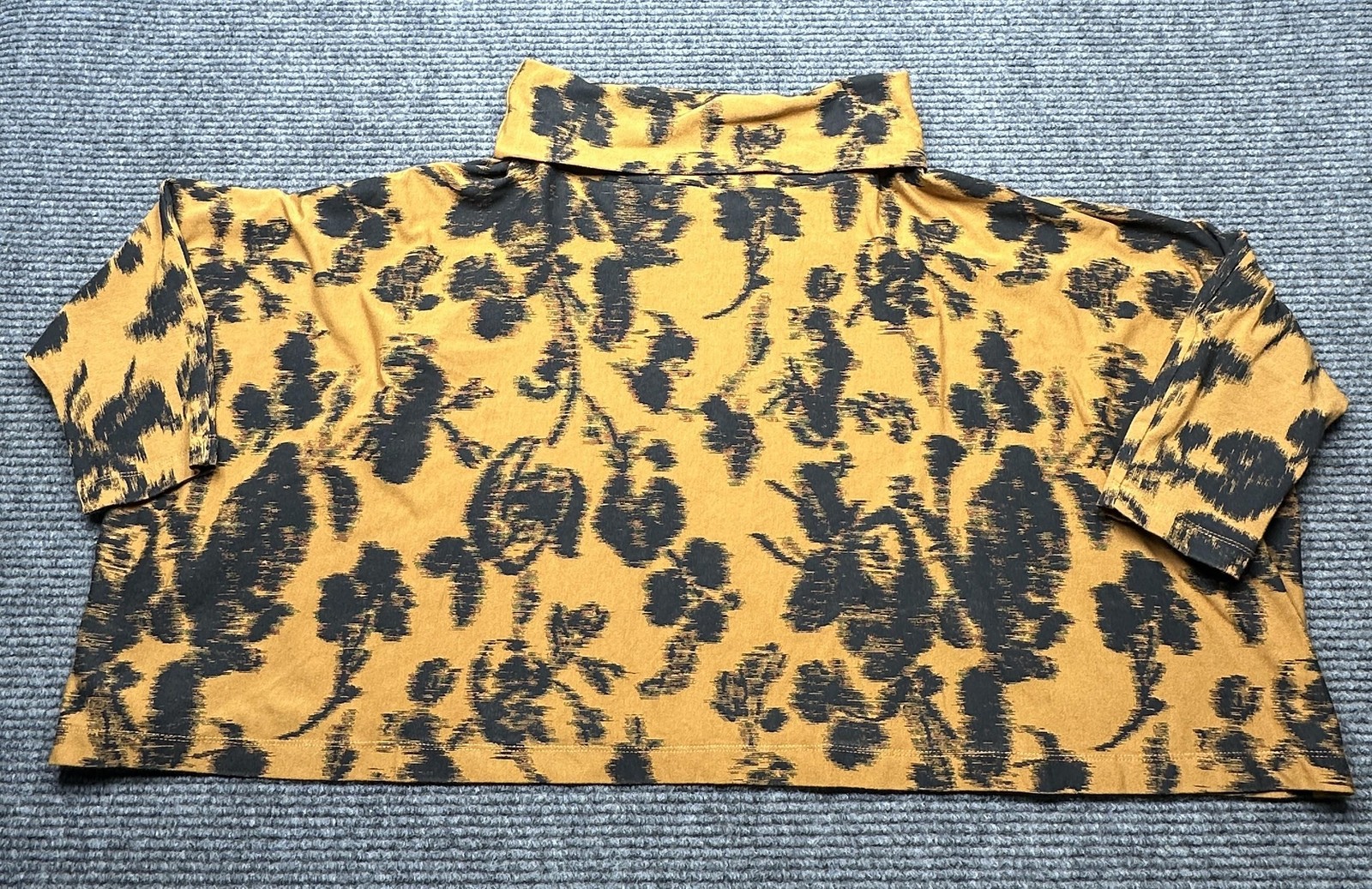 Bryn Walker Shirt Womens Small Brown Floral Turtleneck 3/4 Sleeve Made USA New