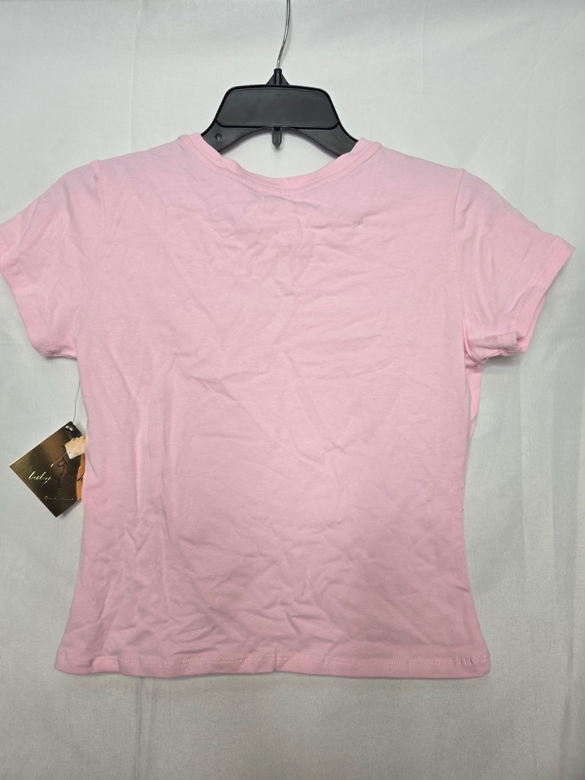 NWT Baby Phat Womens Sweet Lilac Short Sleeve Y2K Rhinestone Logo T-Shirt Size S