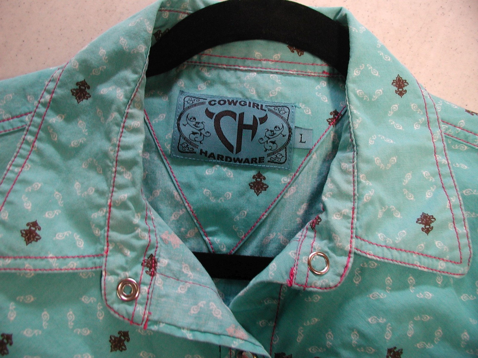 Women’s Large Crystal Snap Sequins Western Shirt 100% Cotton Cowgirl Hardware