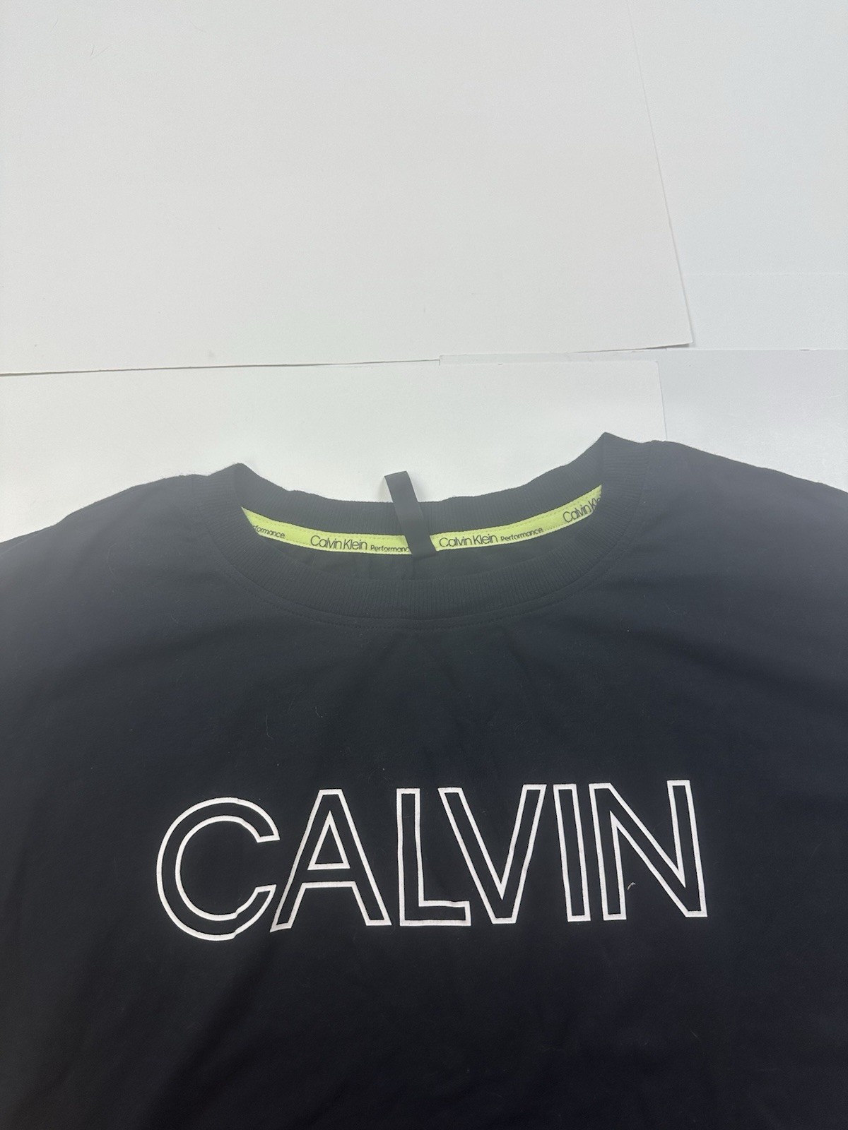 NWT Calvin Klein Black Graphic Tee Cropped Stretch T Shirt Size Large