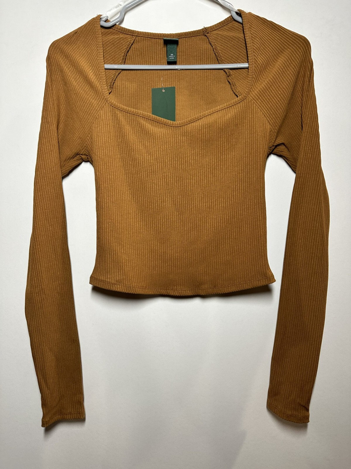 Women’s Long Sleeve Sweetheart Neck Shirt – Wild Fable Brown M