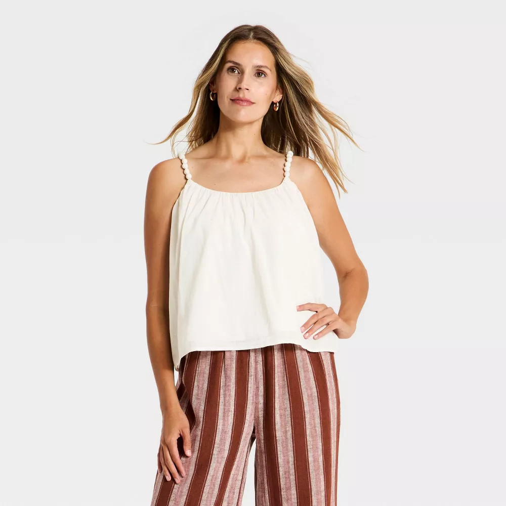 Women Beaded Cami Tank Top – A New Day Cream S