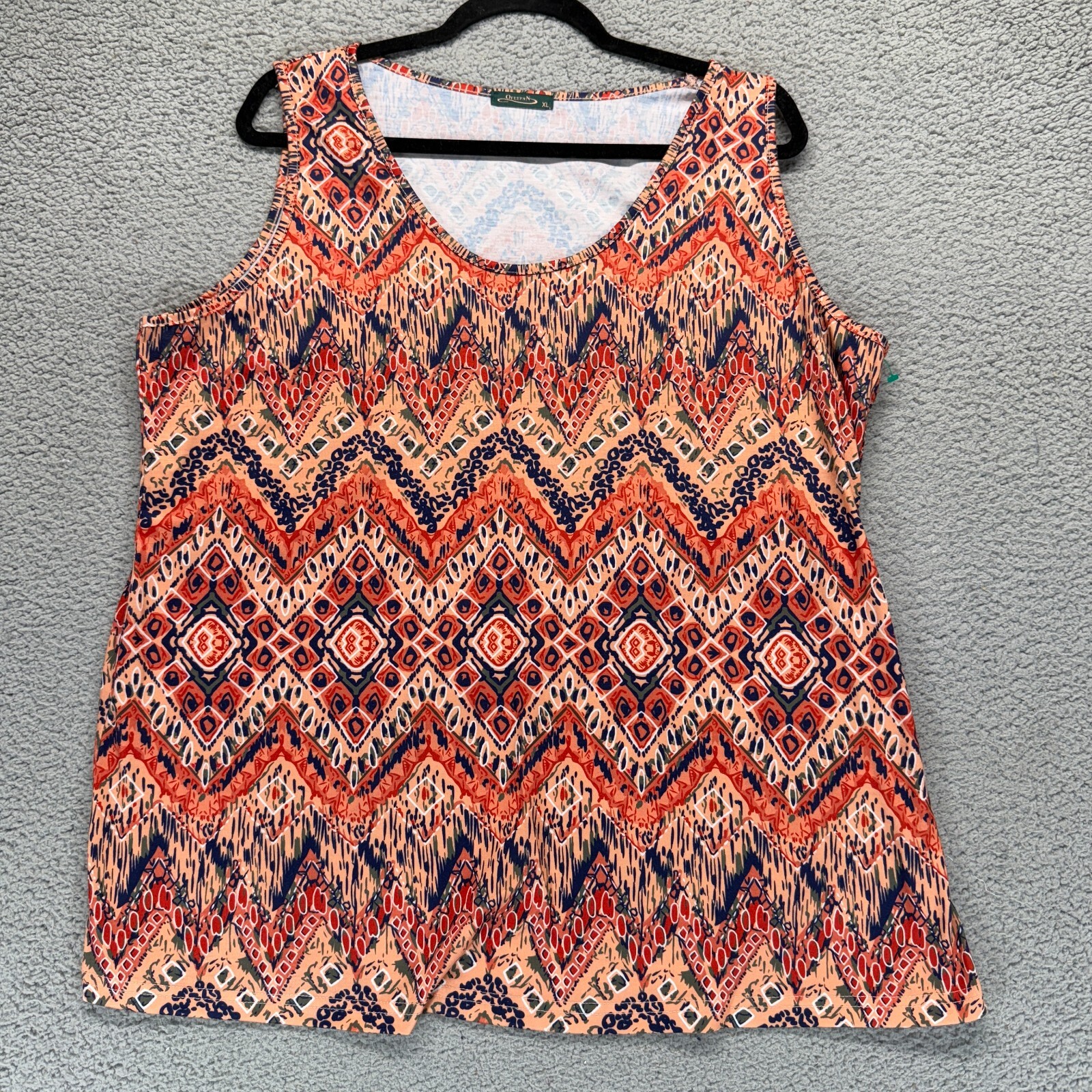 Ofeefan Womens Tank Top Multicolor Geometric Print Sleeveless Tunic Stretch XL