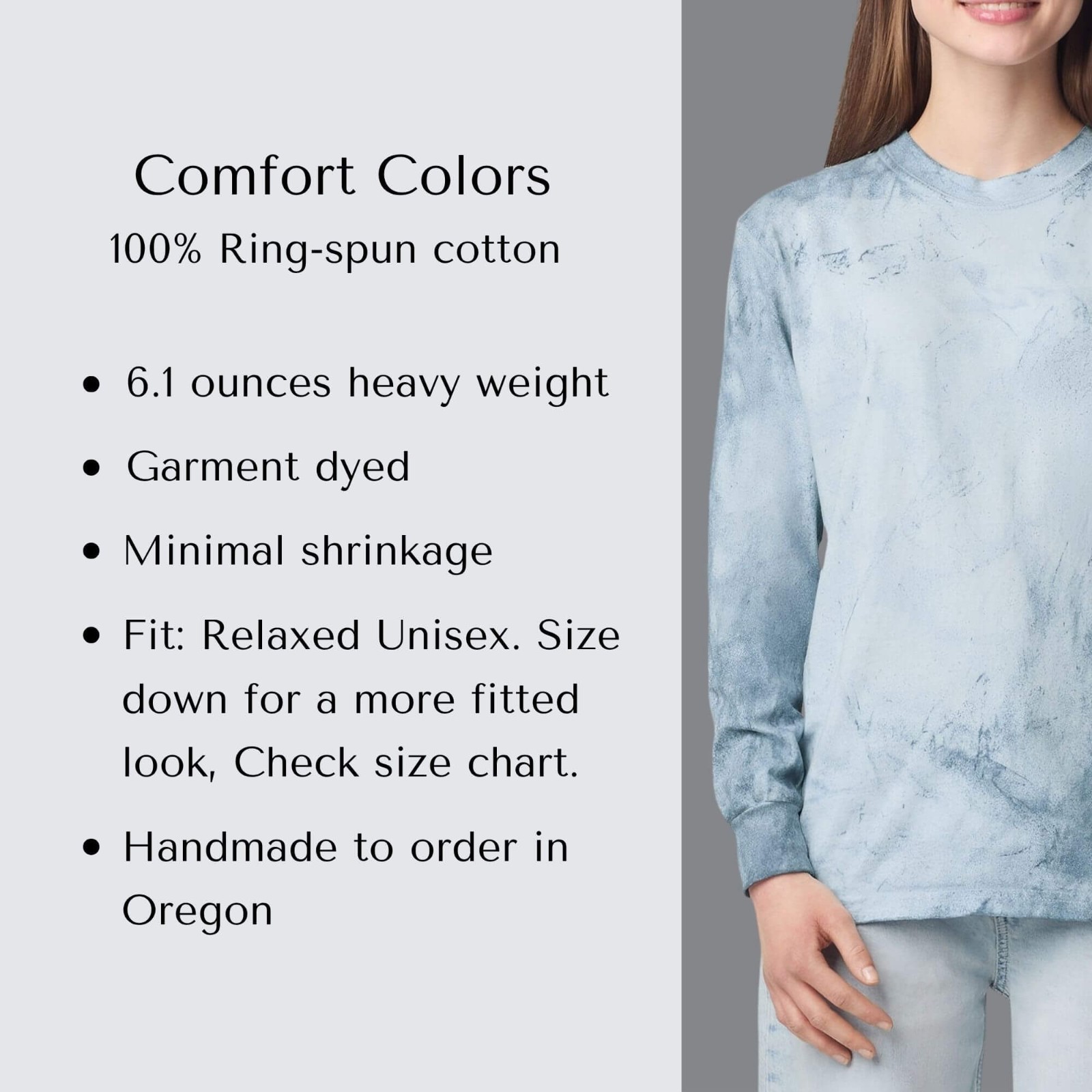 Floral Lotus Blue Tie Dye Long Sleeve Shirt Women | 100% Cotton Comfort Colors