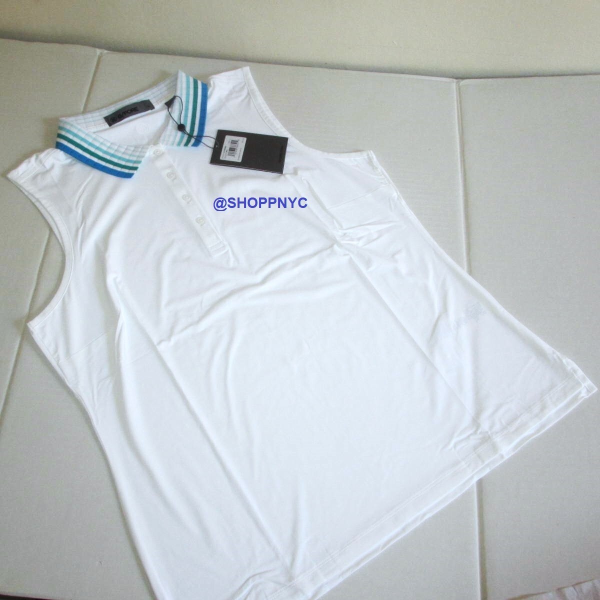 G/Fore Golf Polo Shirt Large Silky Tech Nylon Sleeveless Optic White $110 G4