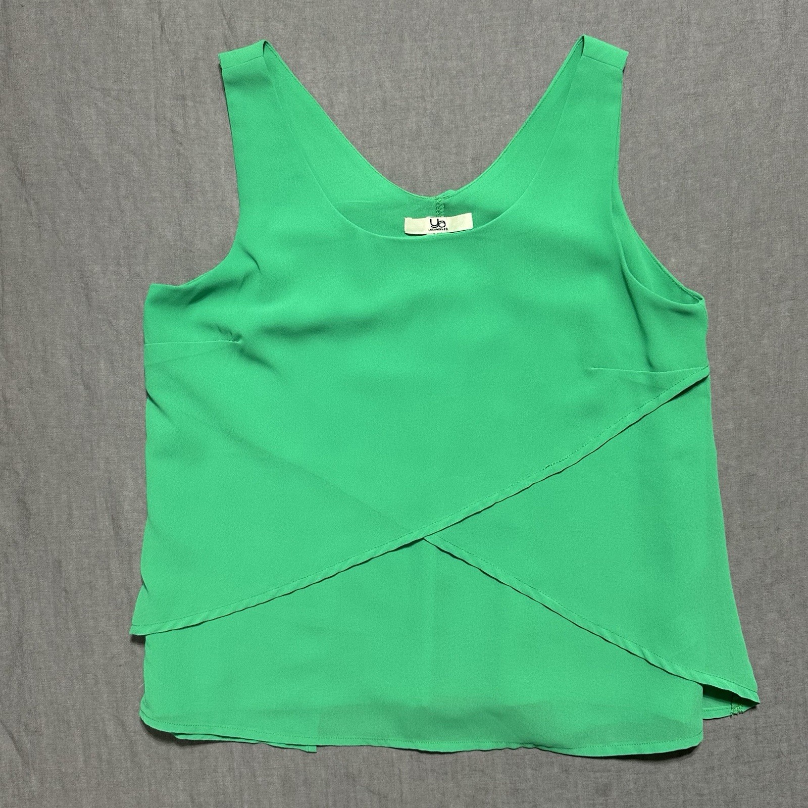 Ya Los Angeles Silk Blend Layered Tank Cami, Green, Medium