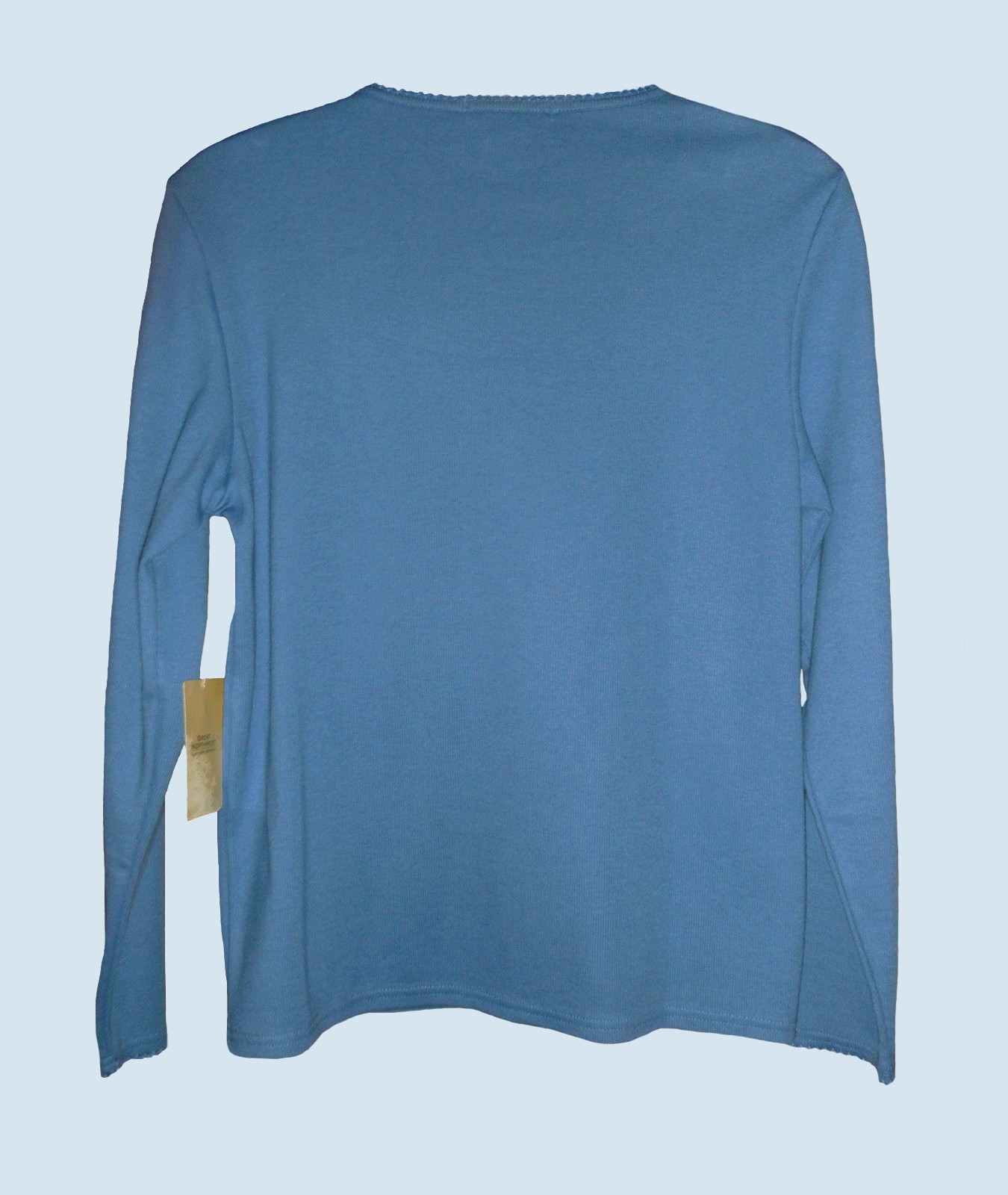 GREAT NORTHWEST DUSTY BLUE LONG-SLEEVED TOP, NWT, BUST TO ABOUT 37″, SIZE LARGE