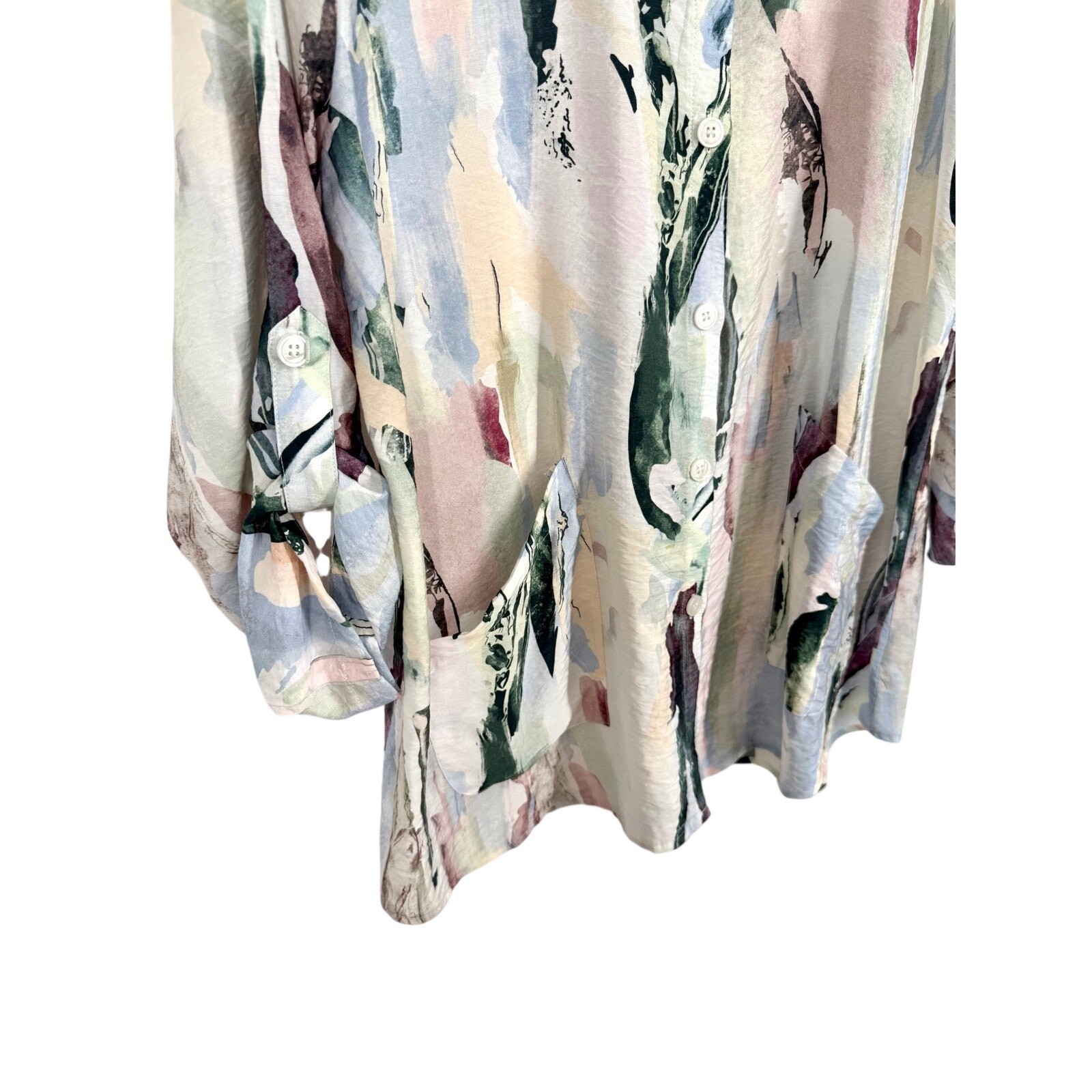 Shana Sz XL Wearable Art to Wear Colorful Abstract Artsy Blouse Shirt Top Beach