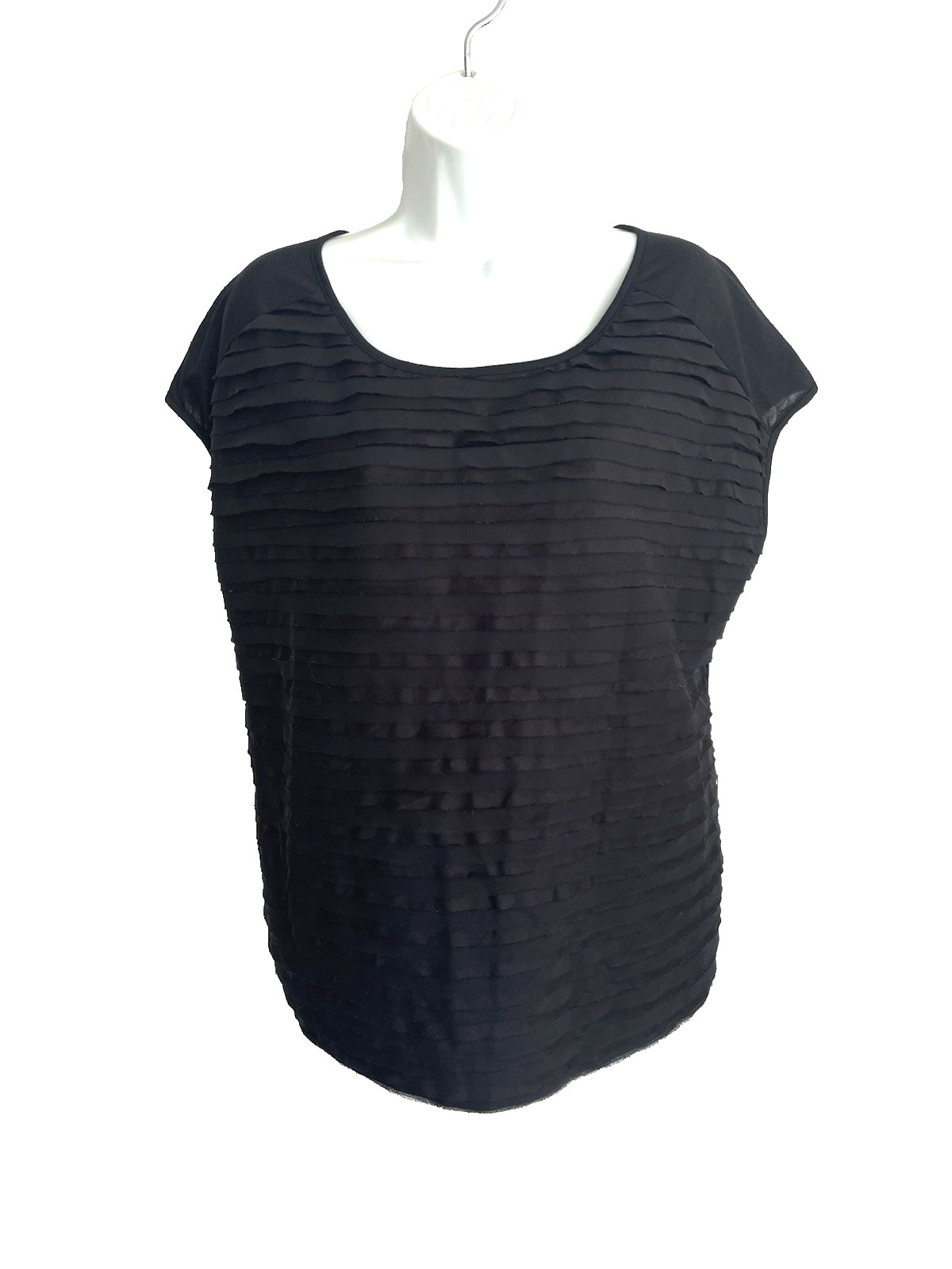 NWT Covington Women’s Black Horizontal Ruffle Front Sleeveless Top XL