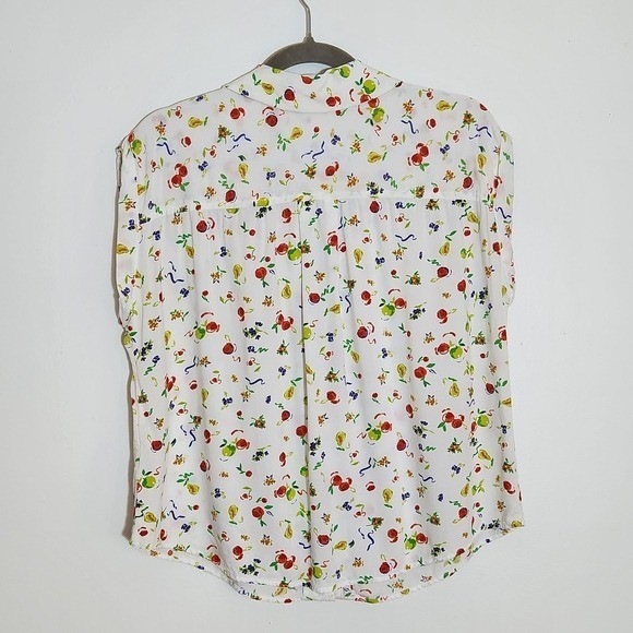 Cooper & Ella Multicolor Fruit Print Button Down Blouse Size Medium