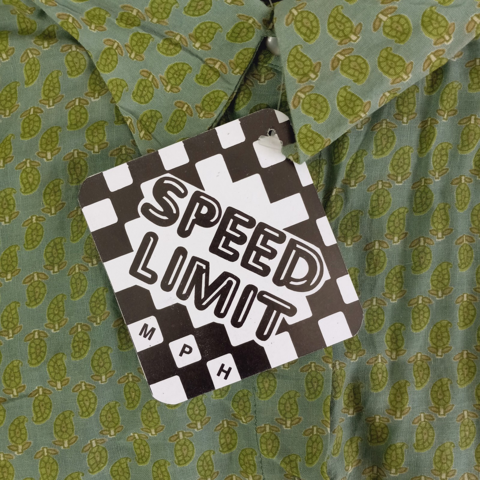 Speed Limit MPH Shirt Women 1X Plus Green Paisley Lightweight Button Front Tunic