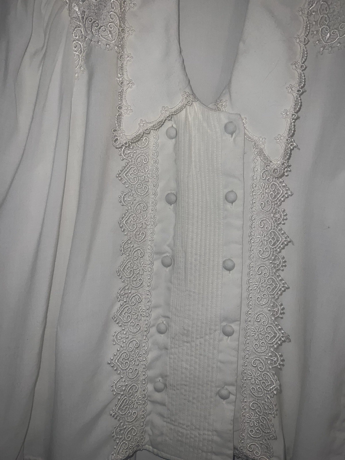 Vintage Victorian Scott McClintock Lace Blouse Pleated Double Button Sz 10 M L