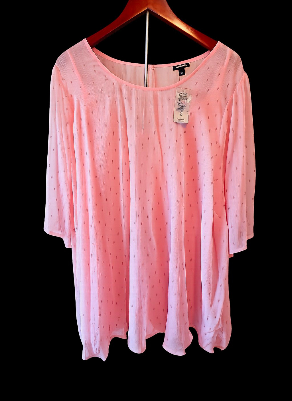 Torrid Blush Pink Metallic Dot Chiffon Tunic Blouse