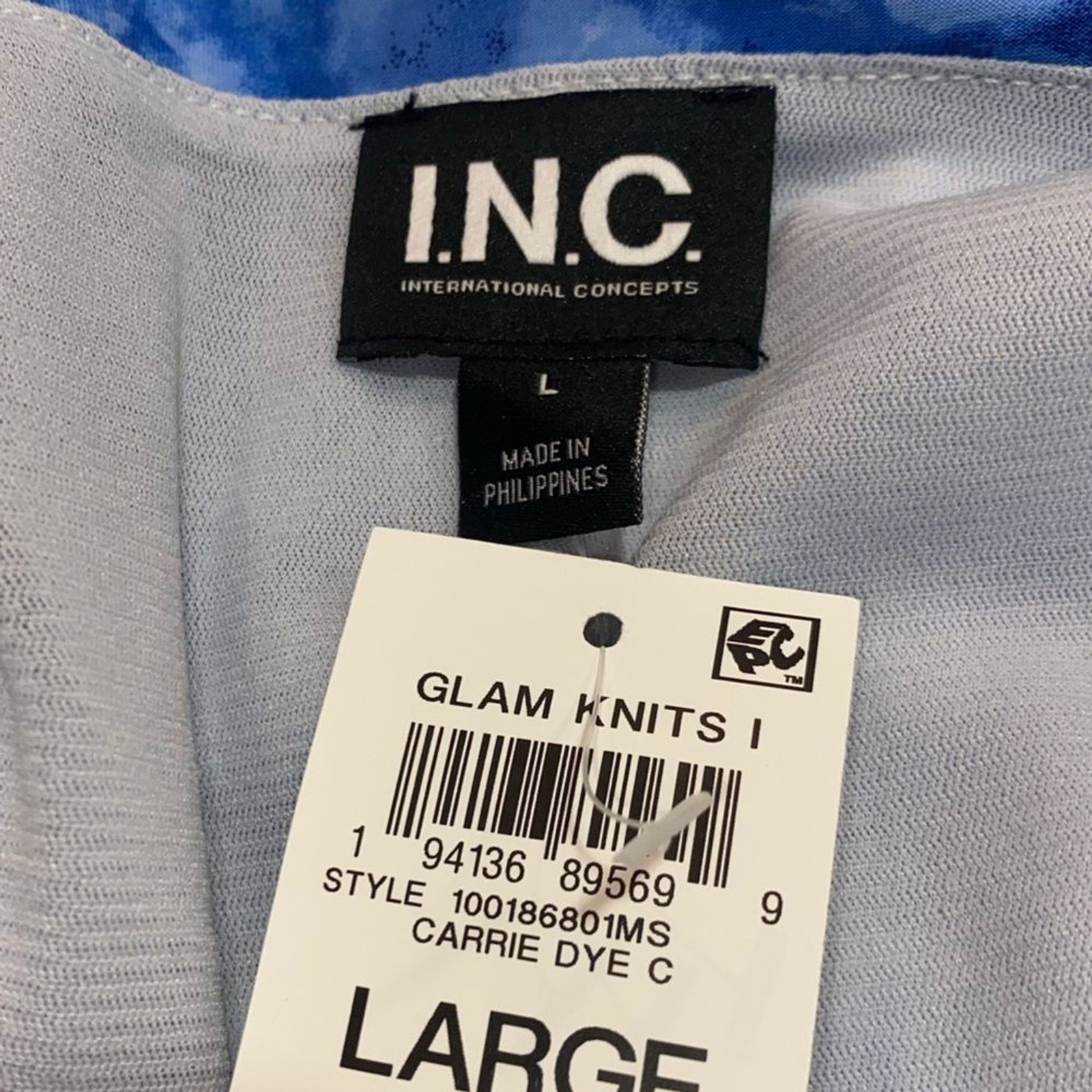 INC INTERNATIONAL CONCEPTS Blue Carrie Tie Dye Open Shoulder Women’s Top