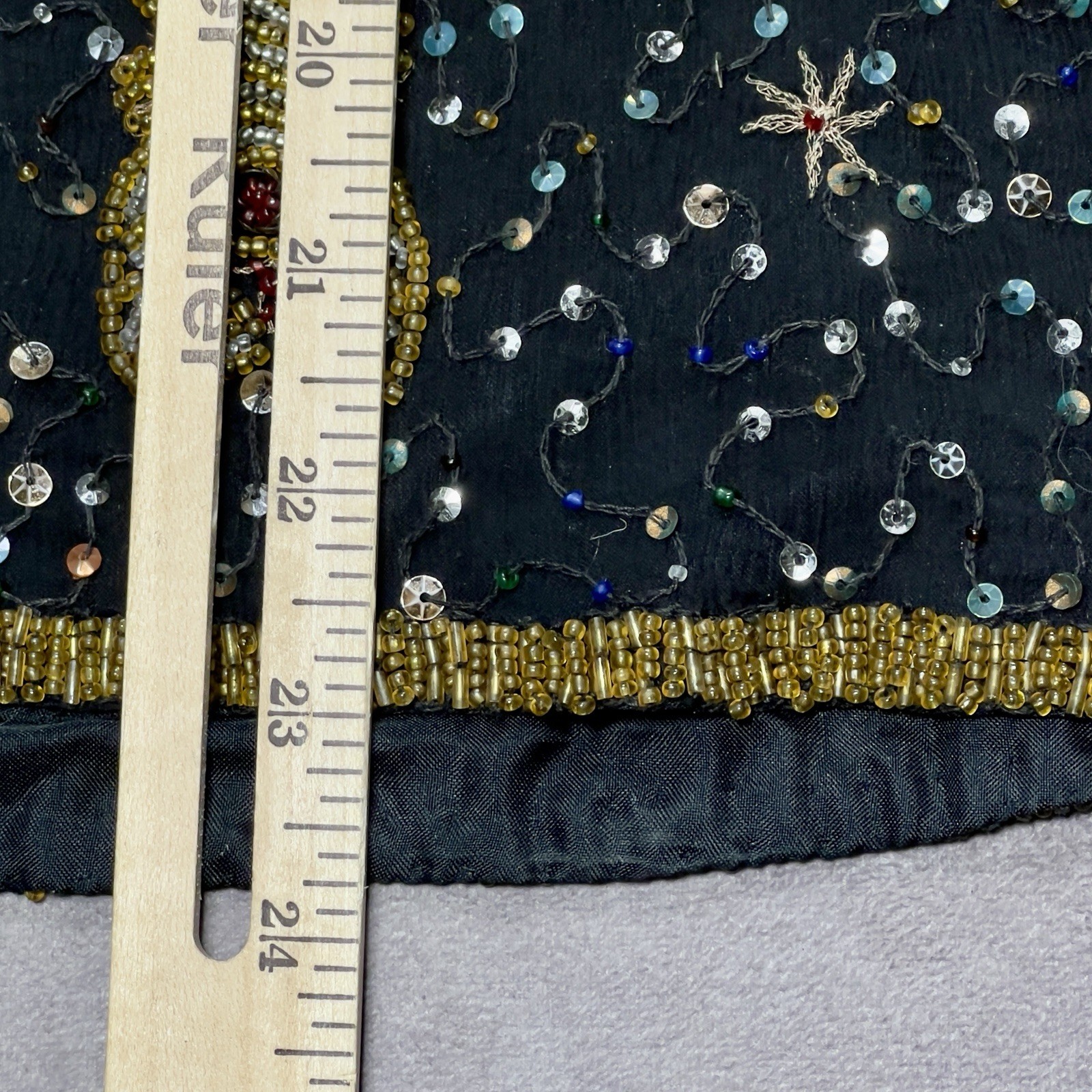 VTG Astrology Silk Beaded Sequin Top Womens M Zodiac Celestial Horoscope Whimsy