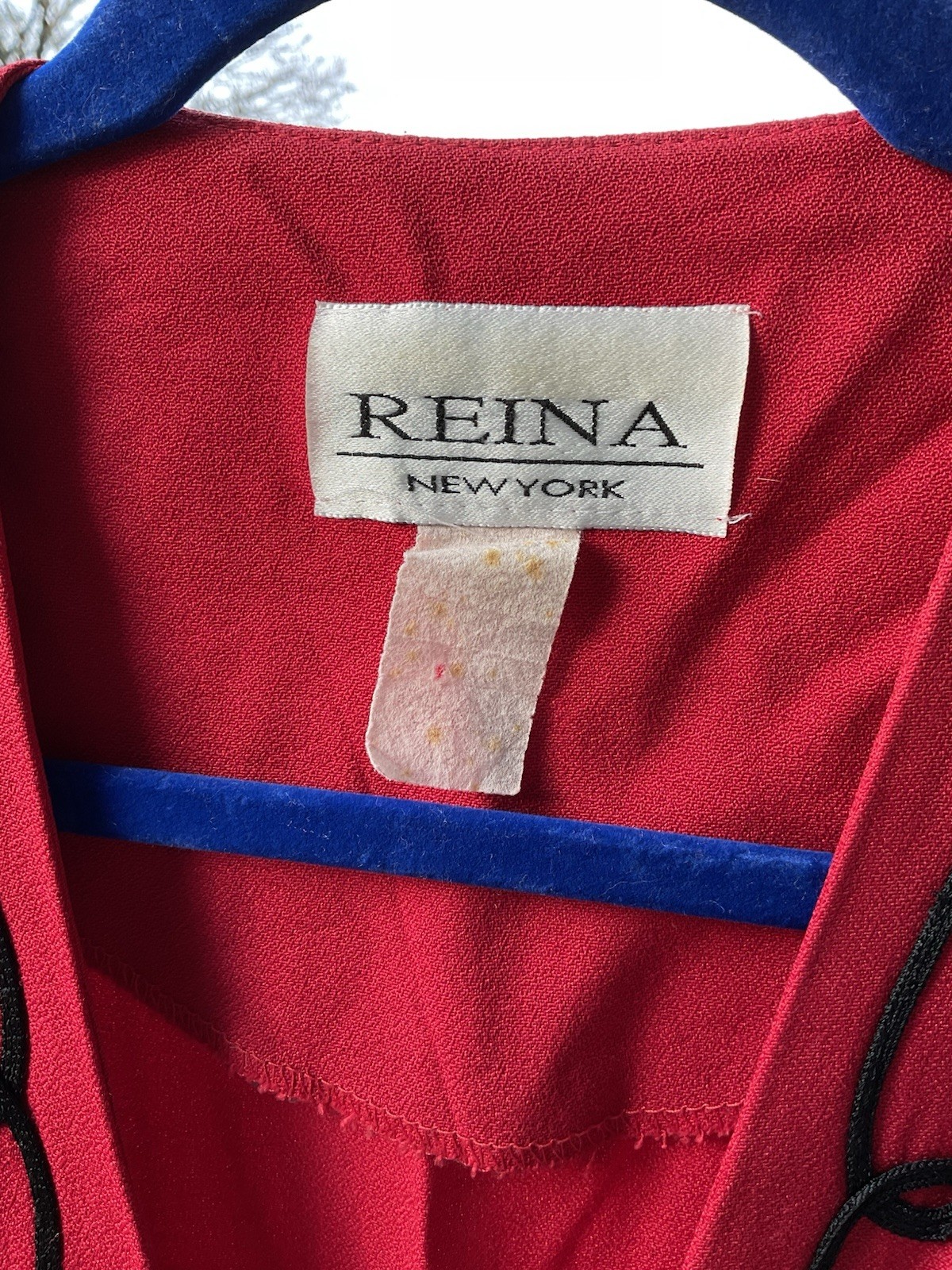 Reina New York Womens LS Red W/Black Flowers Sz 12 VTG Secretary 80s 90s Retro