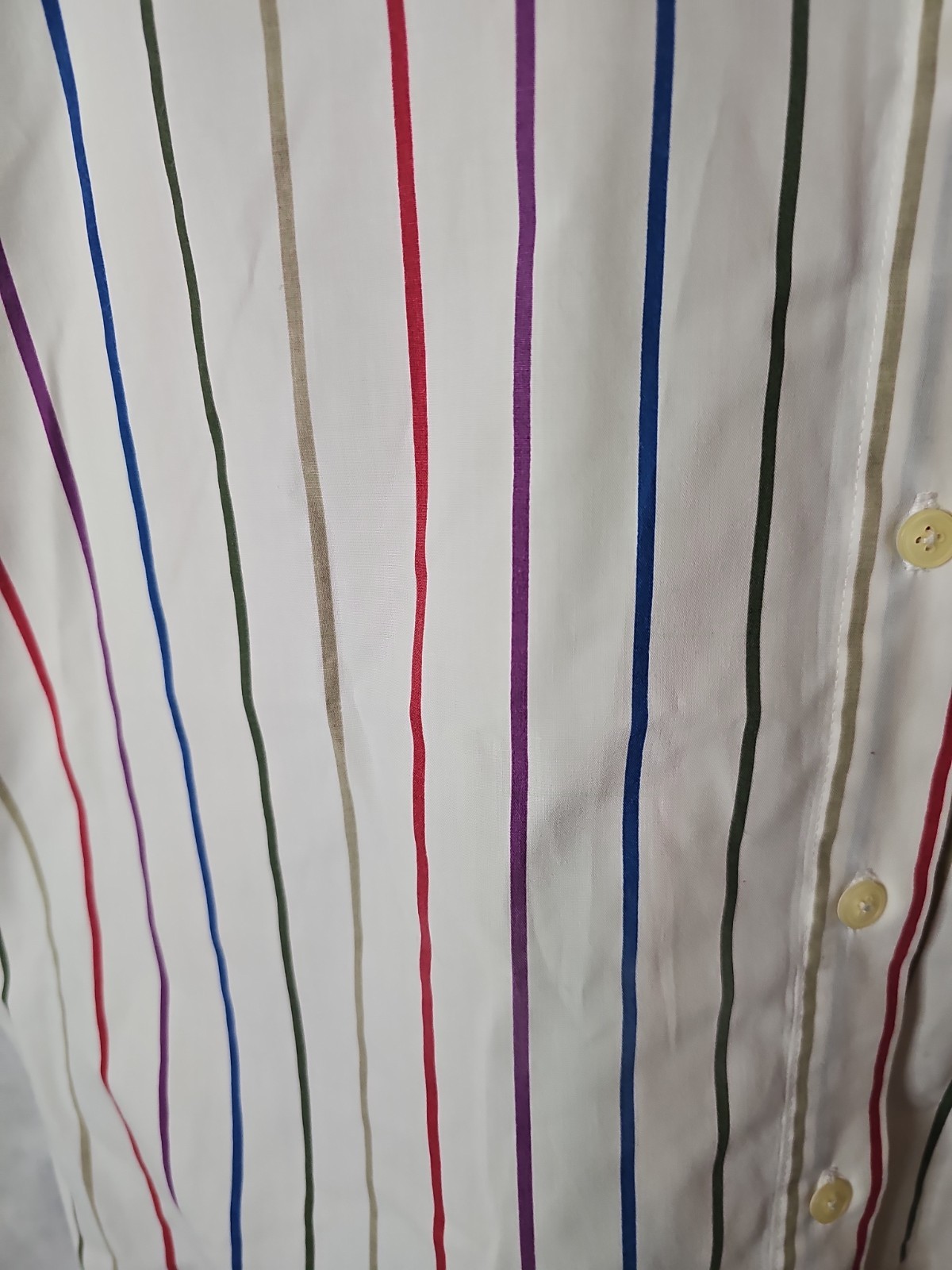 Classic Elements White & Rainbow Stripes Button Front Sleeveless Blouse Size L