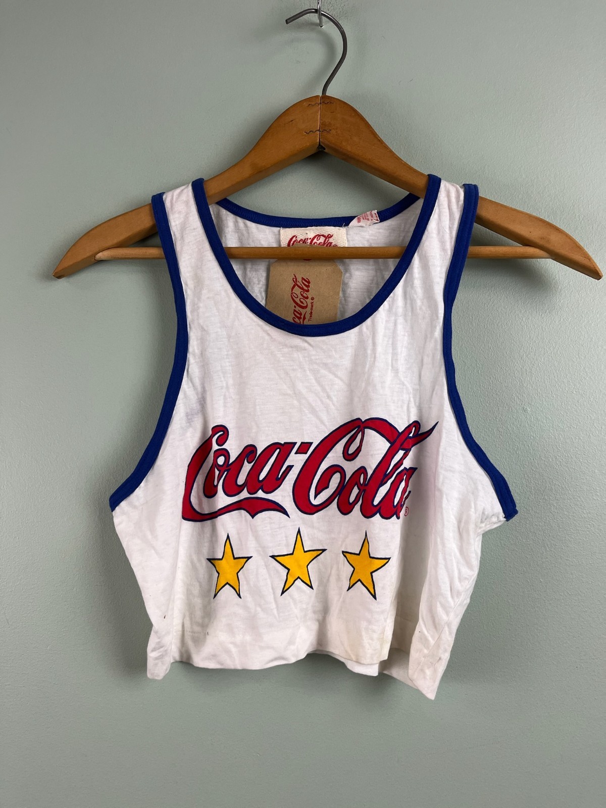 Coca-Cola Classic Logo Cropped Tank Top Womens Medium Cotton 1996 90s Soda NEW