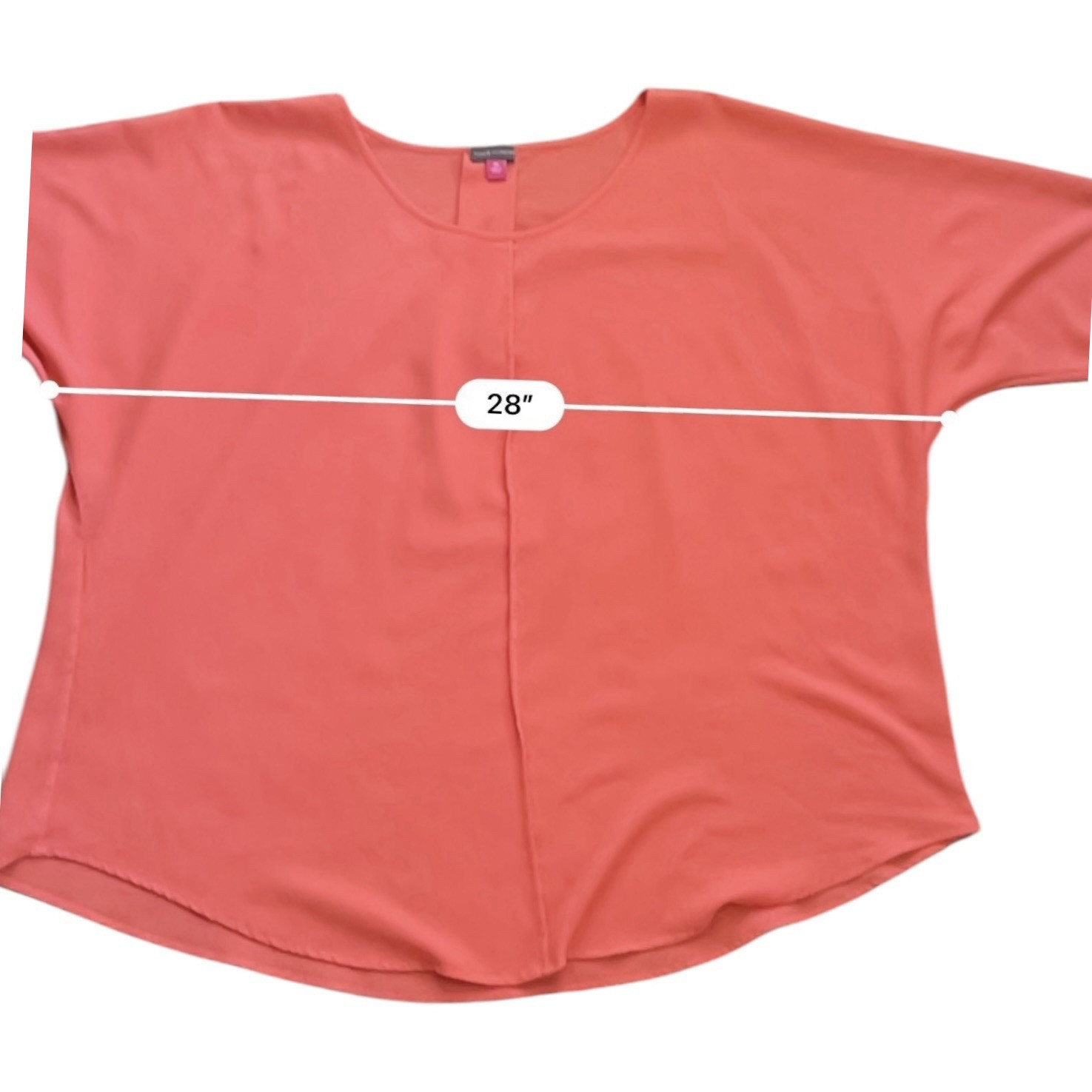 Vince Camuto top shirt Women 3X raglan 3/4 sleeves orange coral boat neck detail