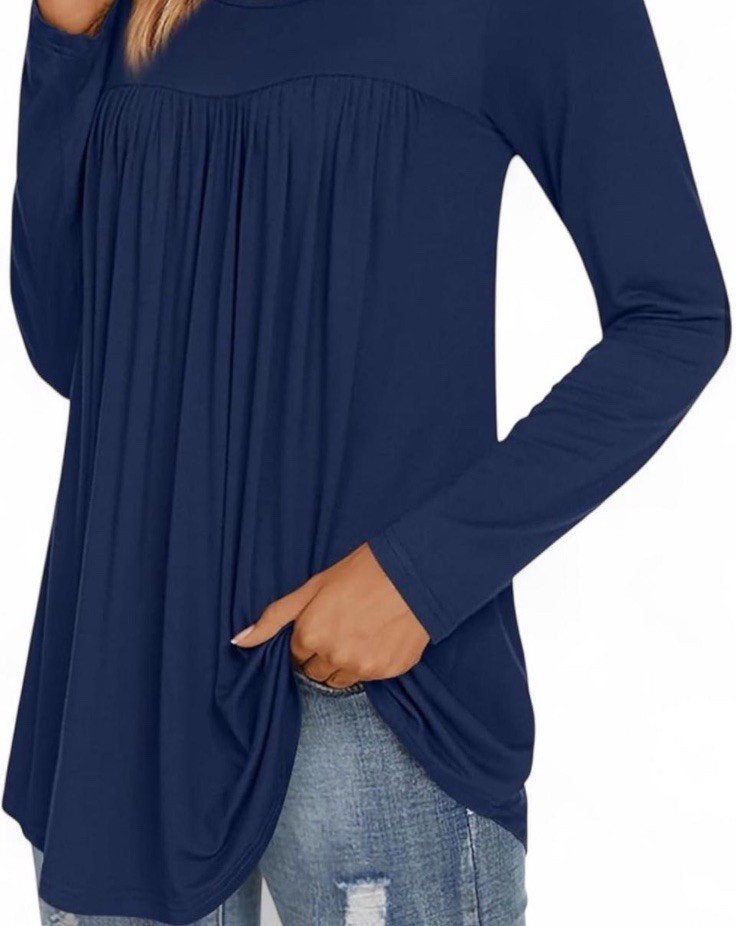 NWT Longyuan Women’s Dark Blue Long Sleeve Blouse Size Xl