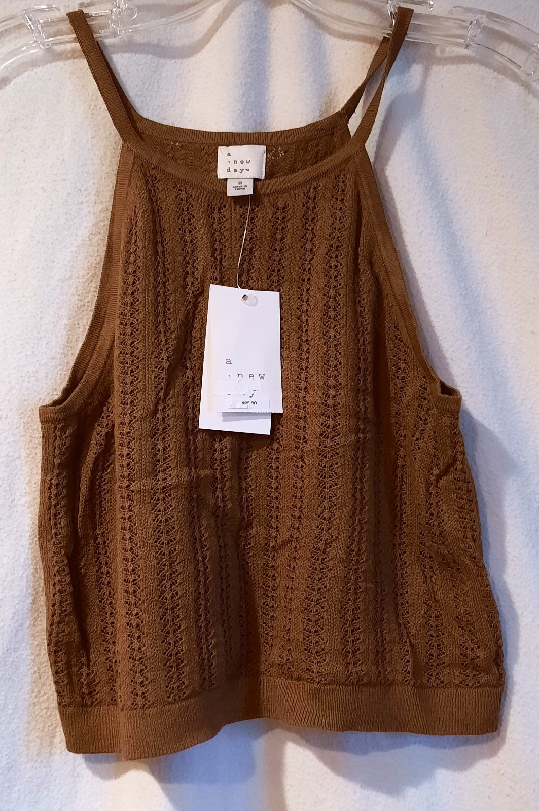 A New Day Brown Knit Sweater Size S. 55% Cotton 45% Viscose. Delicate Design!