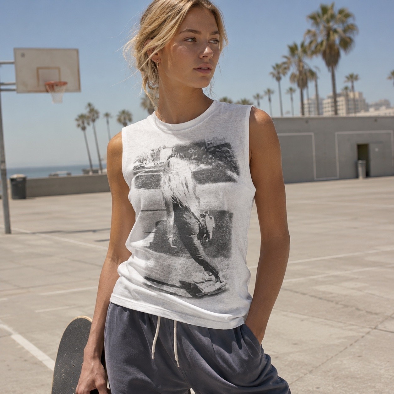 DELIA*S Woman’s 2000’s Y2K Skater Girl White Crew Neck Muscle Tee Tunic Tank S