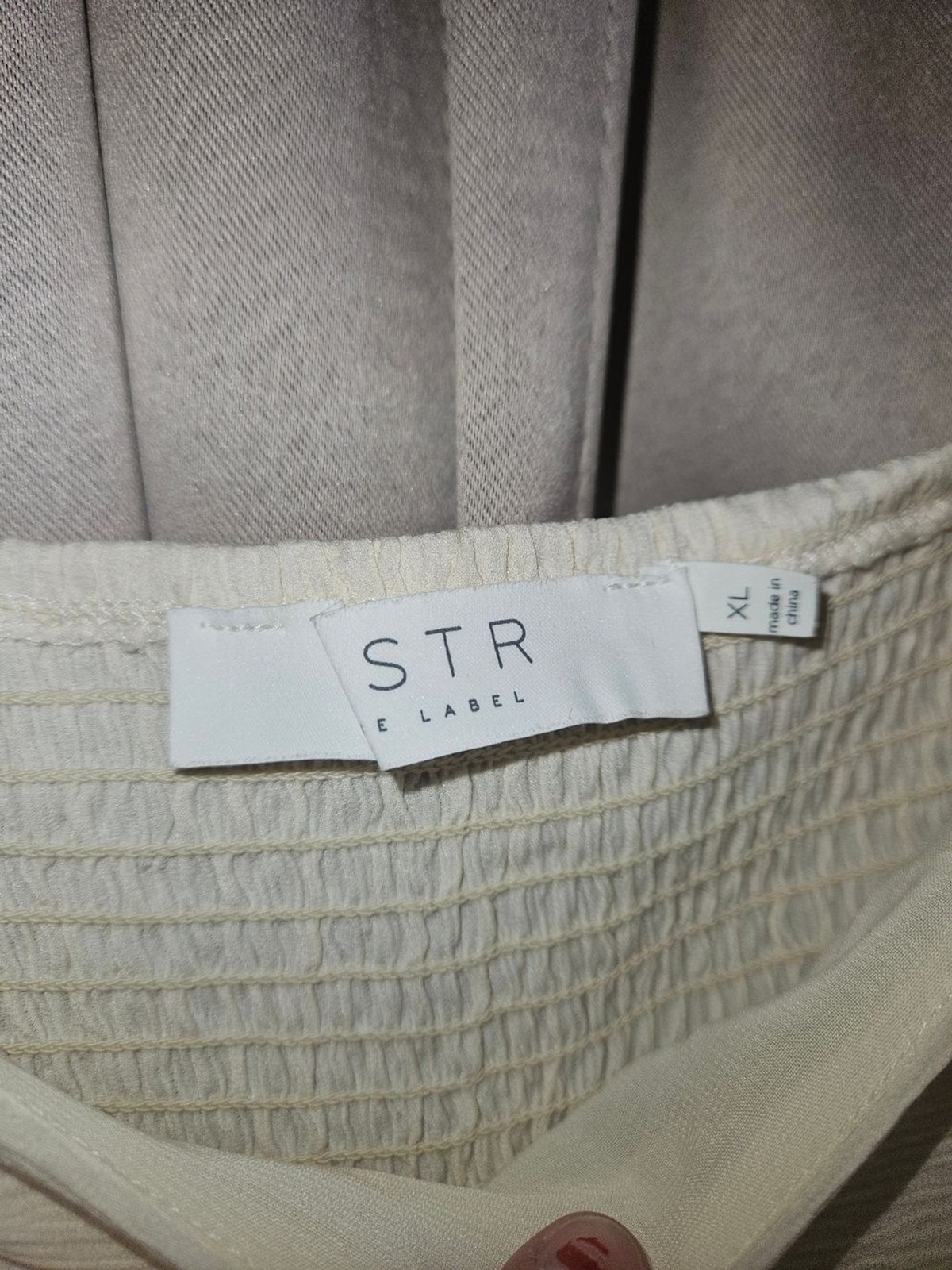 Astr Ivory Ruched Square-Neck Long Sleeve Fairy Dainty Top