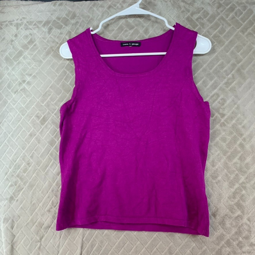 Cable & Gauge Tank Top Womens S Purple Boxy Fit Comfort Stretch