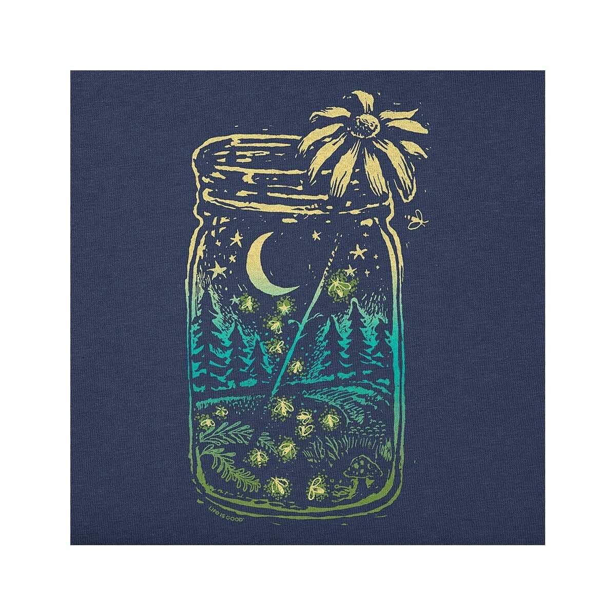 Medium NWT Women’s Life is Good Firefly Moon Jar Dk Blue SS Crusher Vee