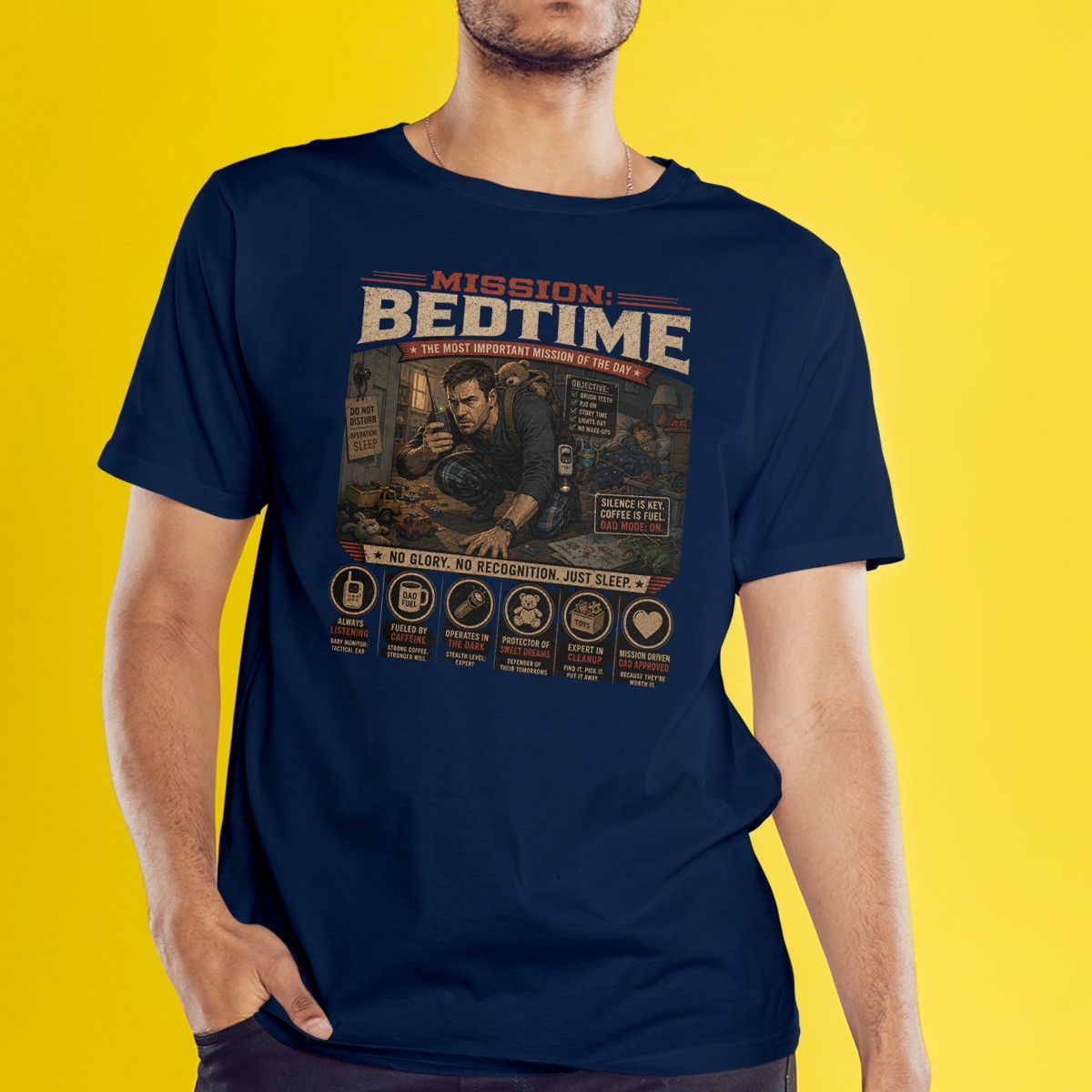 Mission Bedtime The Most Important Mens T-Shirt Funny Fatherhood Fathers Day