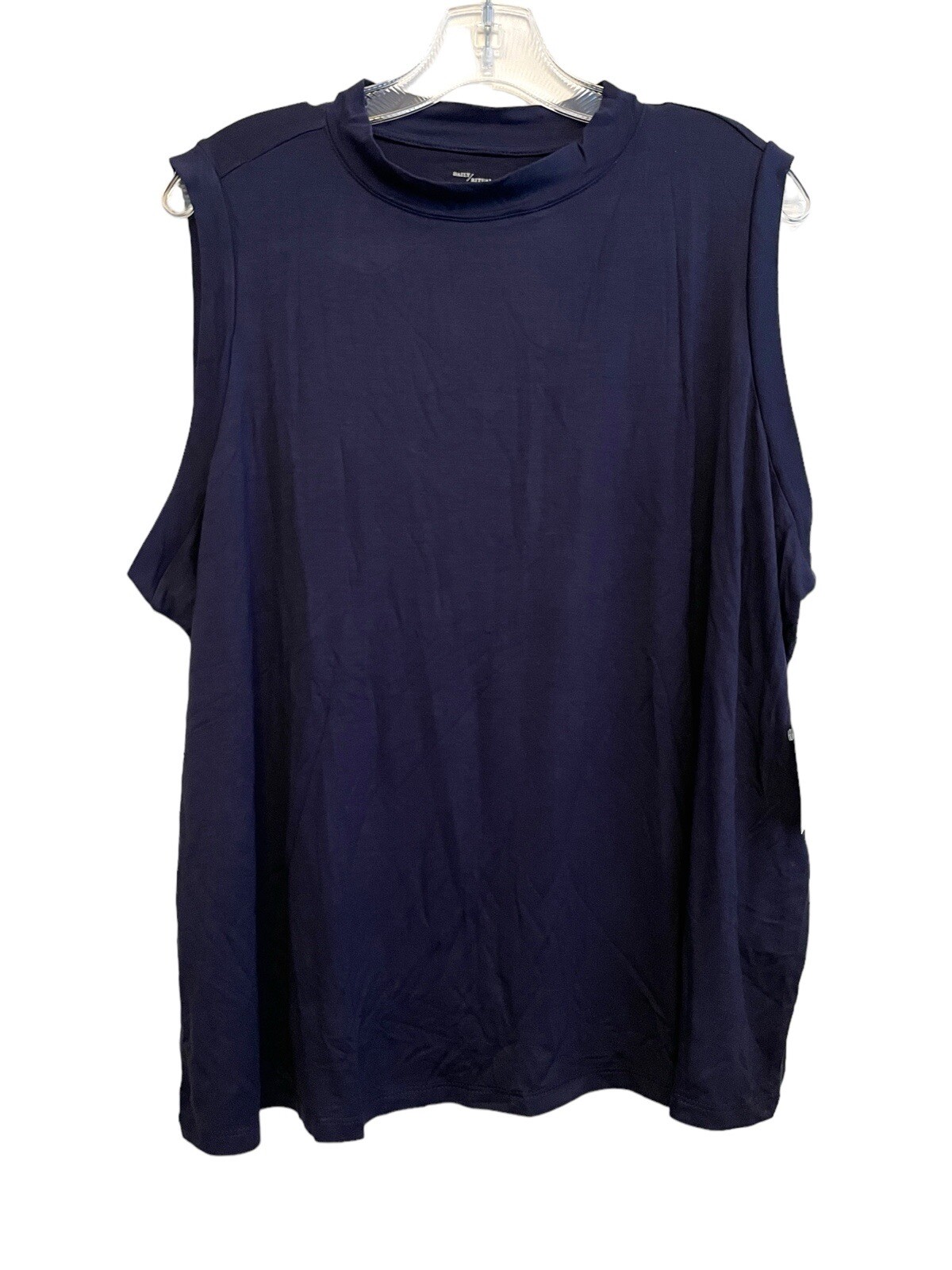 NWT Daily Ritual Sleeveless T-shirt Women Size 1X Dark Blue Jersey Stretch Crew