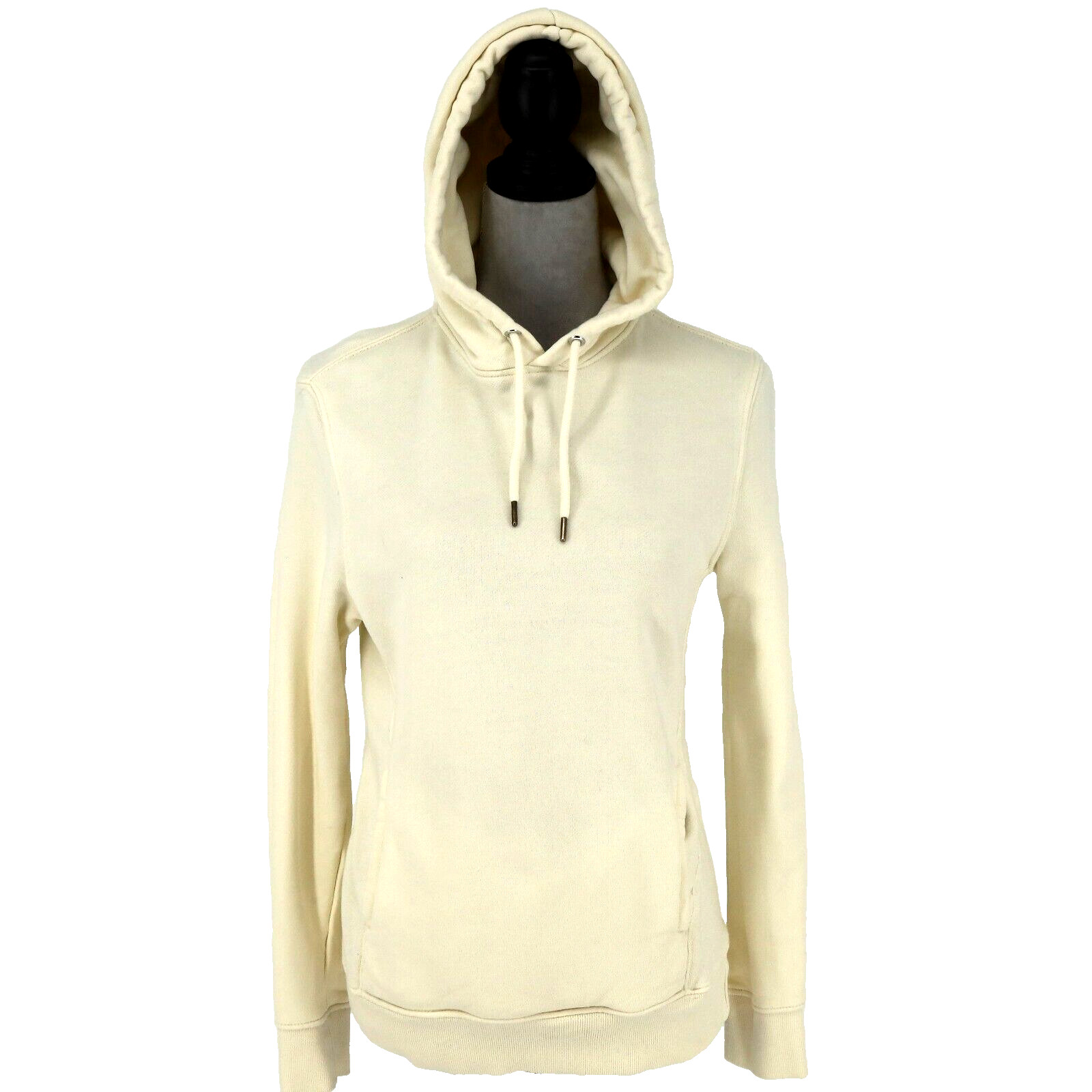 H&M Top Womens XS Ivory Sweatshirt Hoodie Pouch Pocket Pullover Drawstring