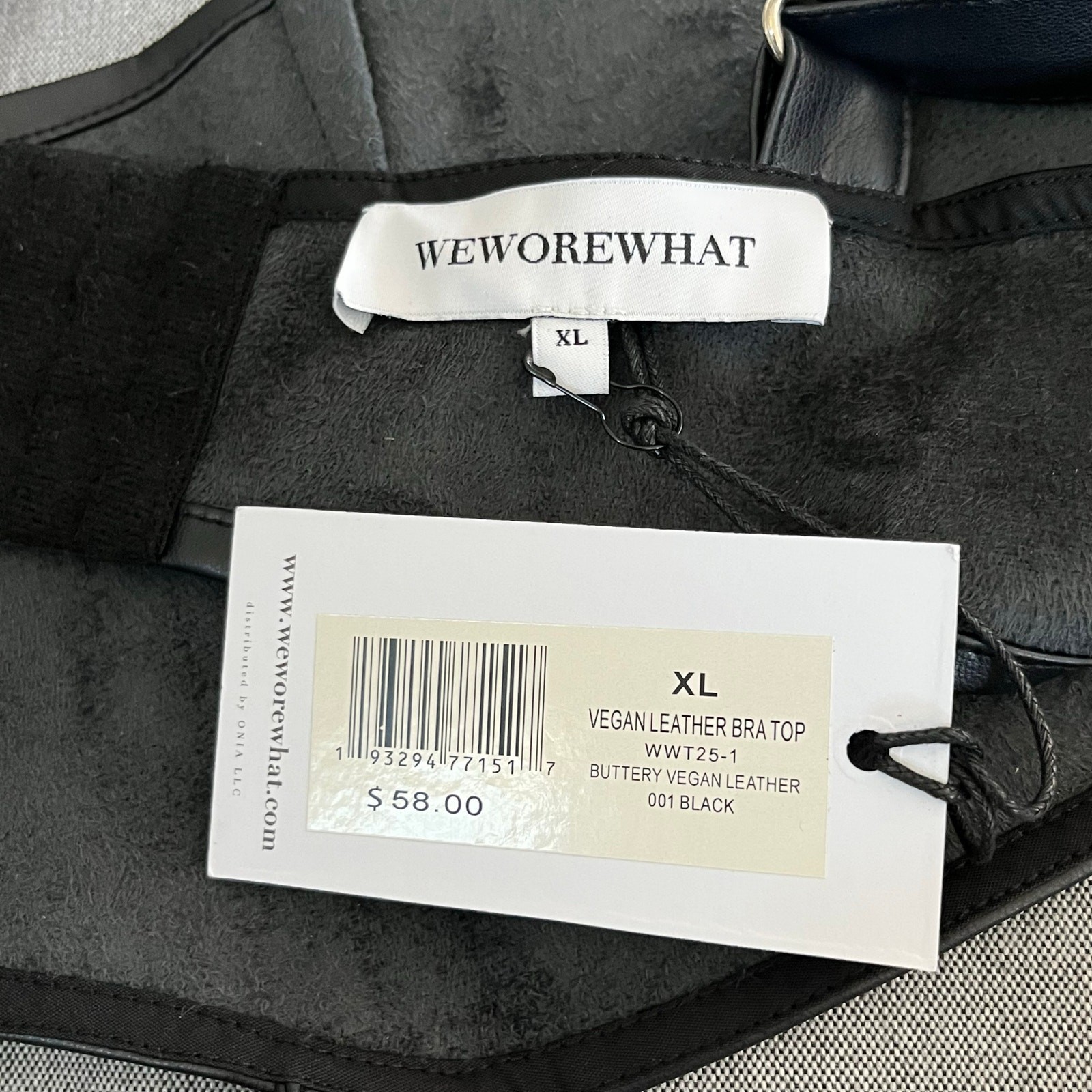WeWoreWhat Black Vegan Leather Corset Cropped Bustier Tank Top XL NWT Revolve