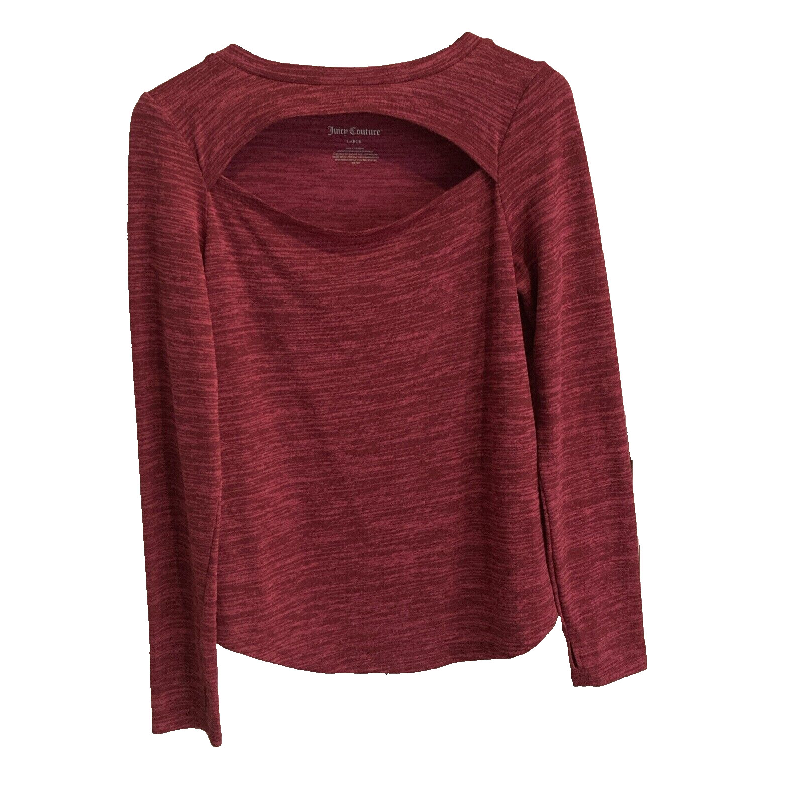 Juicy Couture Cut Out Top Large Long Sleeves Magenta Pink Thumb Holes Fairy NWOT