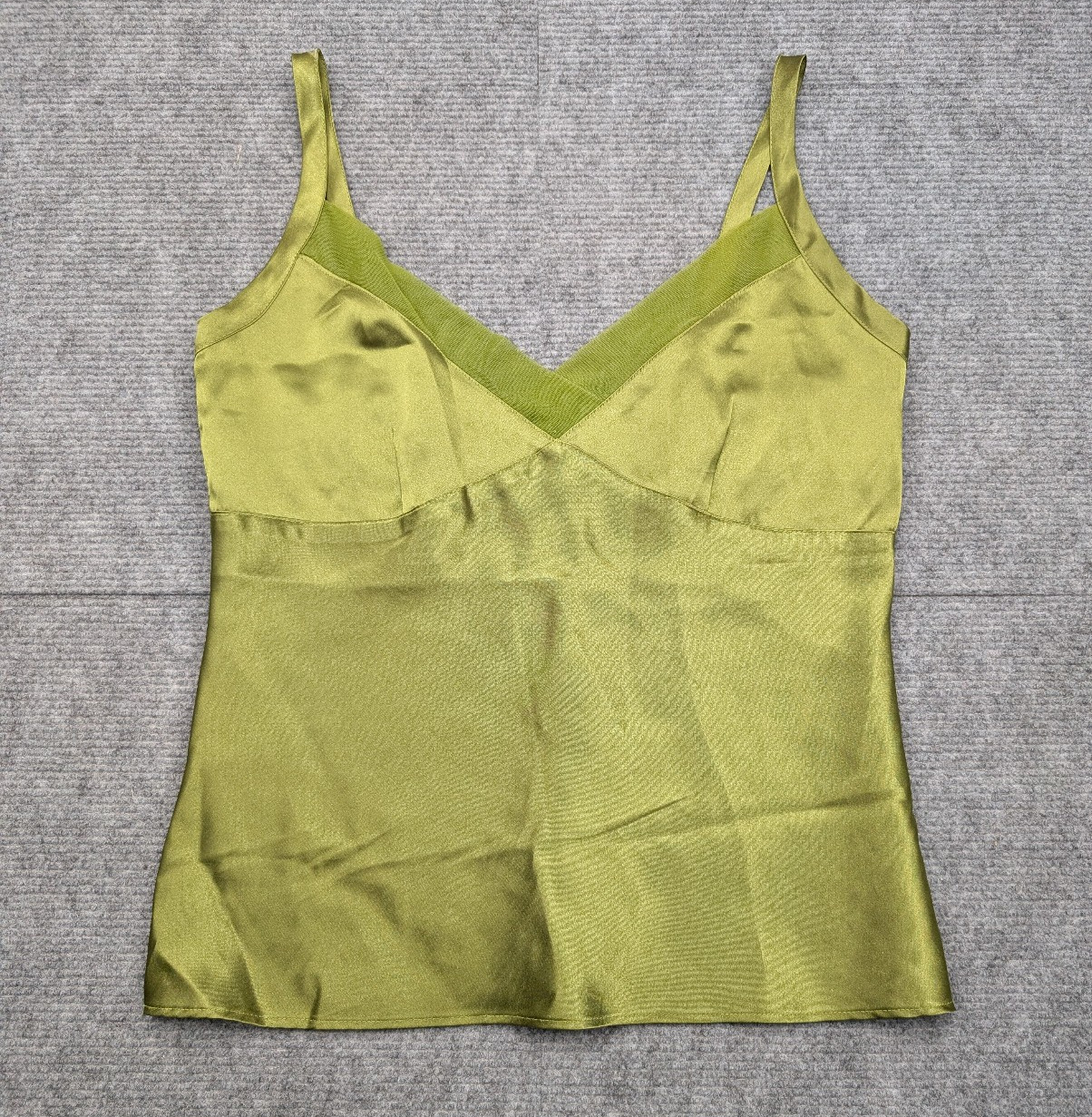 Vintage Satin Camisole Womens XS Green 90s Minimal Layer Babydoll Y2K Whimsical
