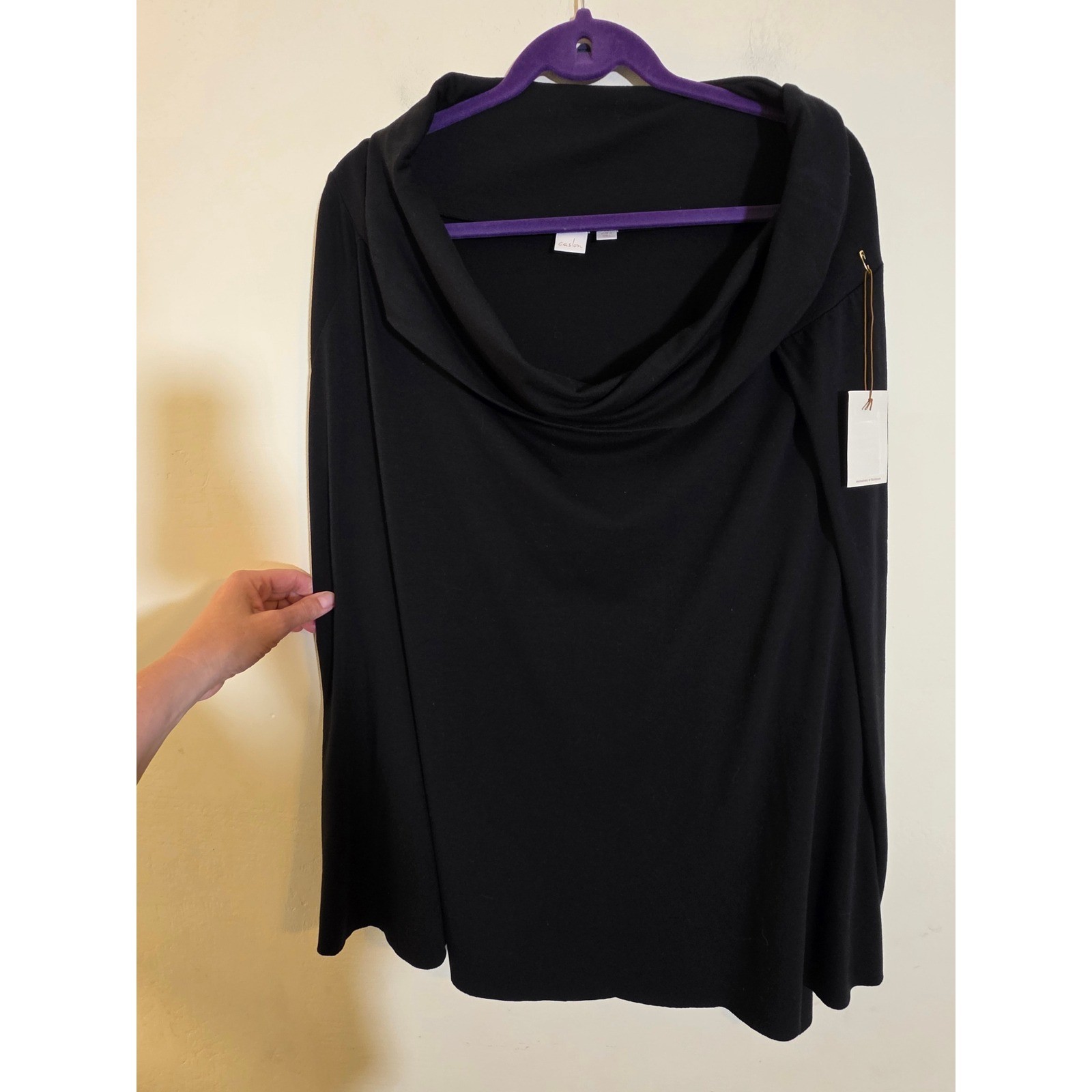 Caslon Black Pima Cotton Modal Cowl Neck Long Sleeve Top XL CN111863MI